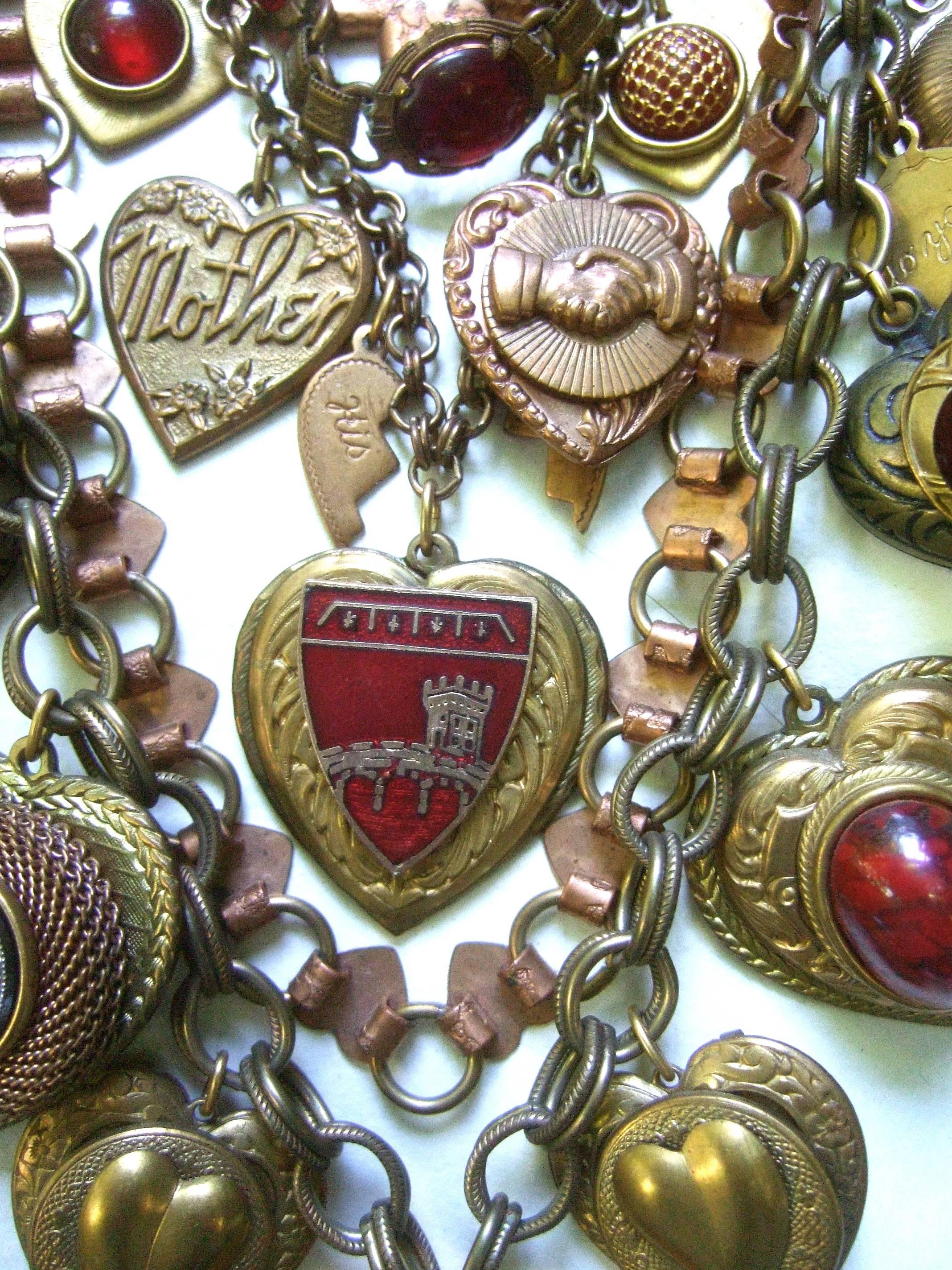 Artisan Heart Medallion Massive Charm Necklace, Circa 1980s 10