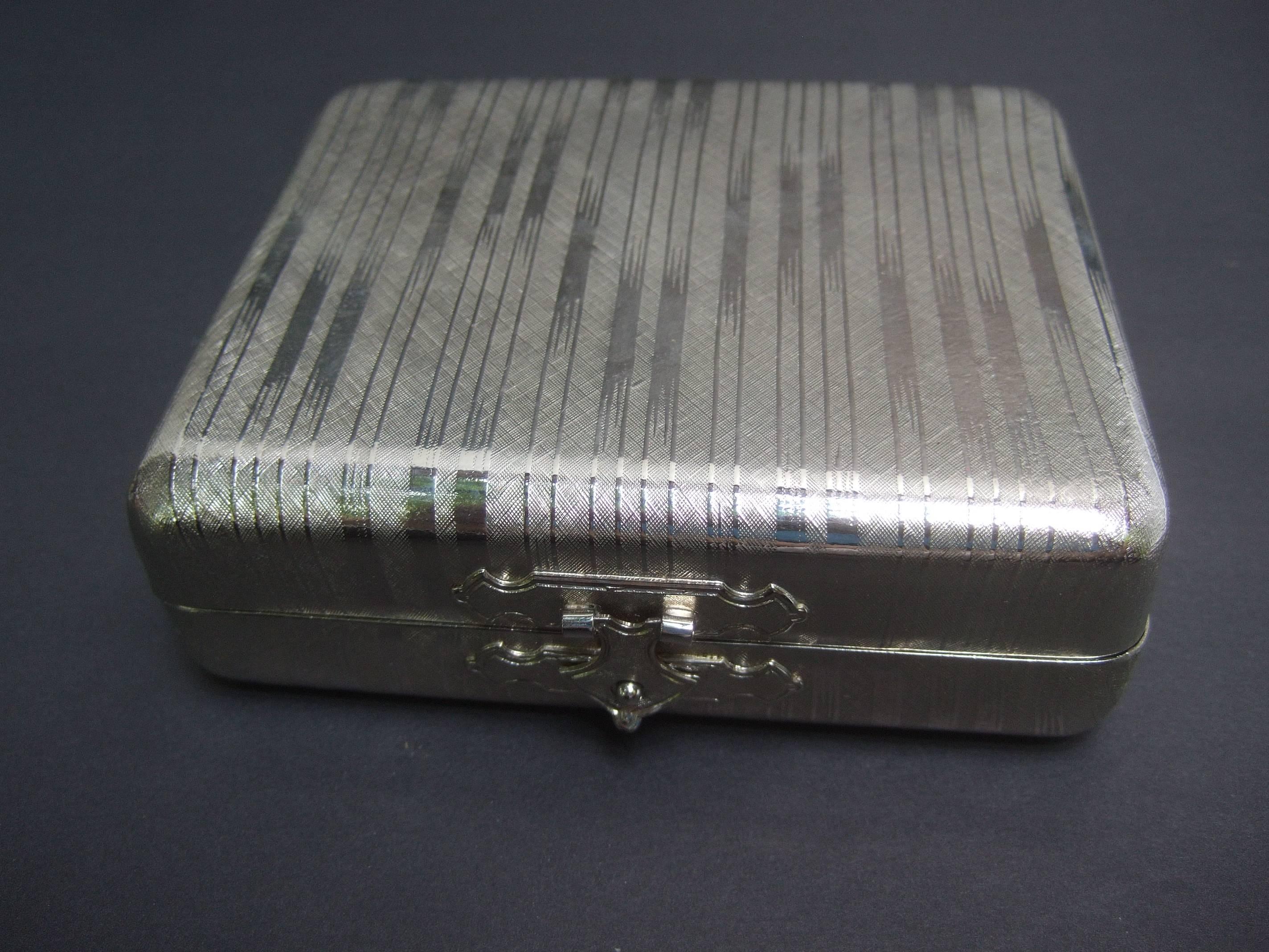 Saks Fifth Avenue Italian Silver Metal Minaudiere' Evening Bag c 1970s 1