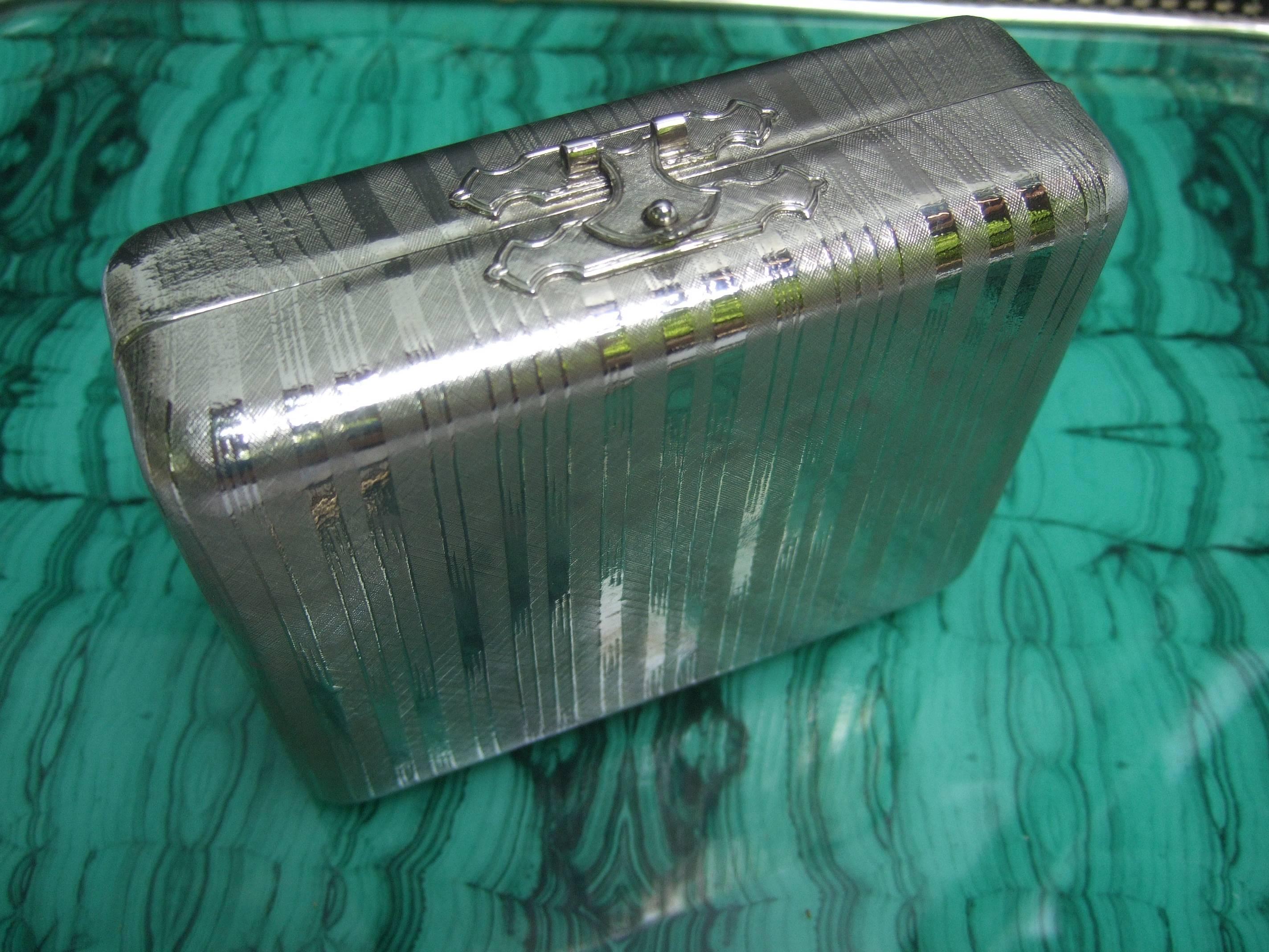 Saks Fifth Avenue Italian Silver Metal Minaudiere' Evening Bag c 1970s 3