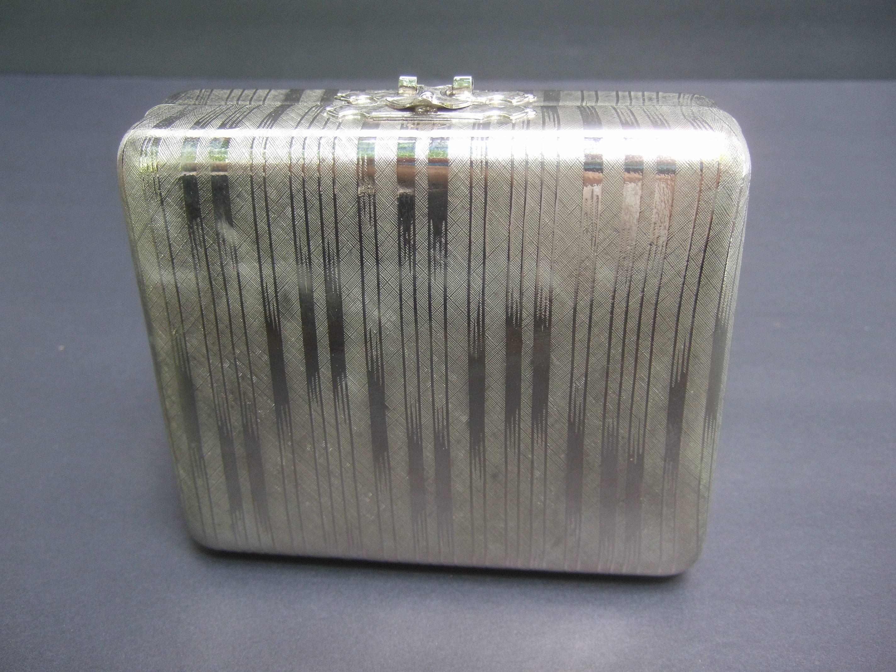 Women's Saks Fifth Avenue Italian Silver Metal Minaudiere' Evening Bag c 1970s