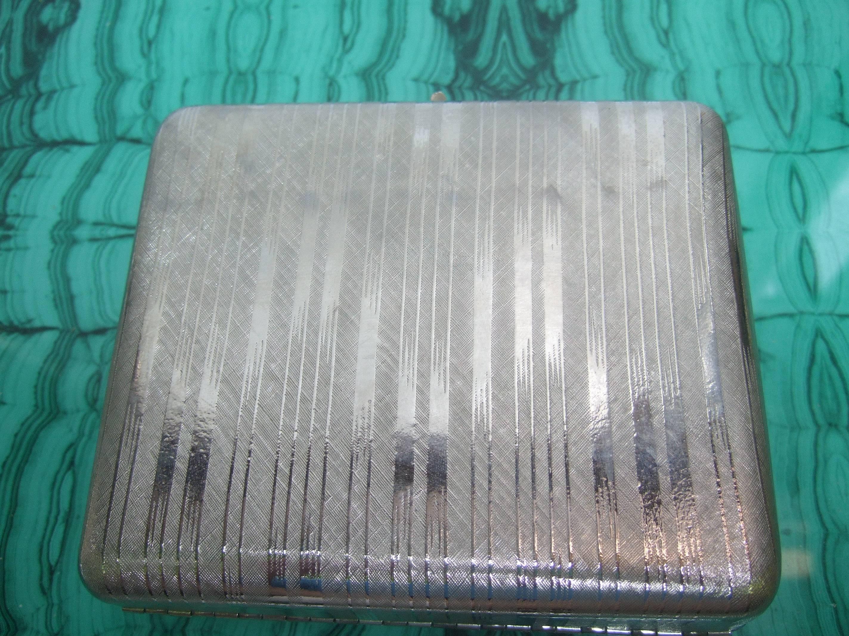 Saks Fifth Avenue Italian Silver Metal Minaudiere' Evening Bag c 1970s 8