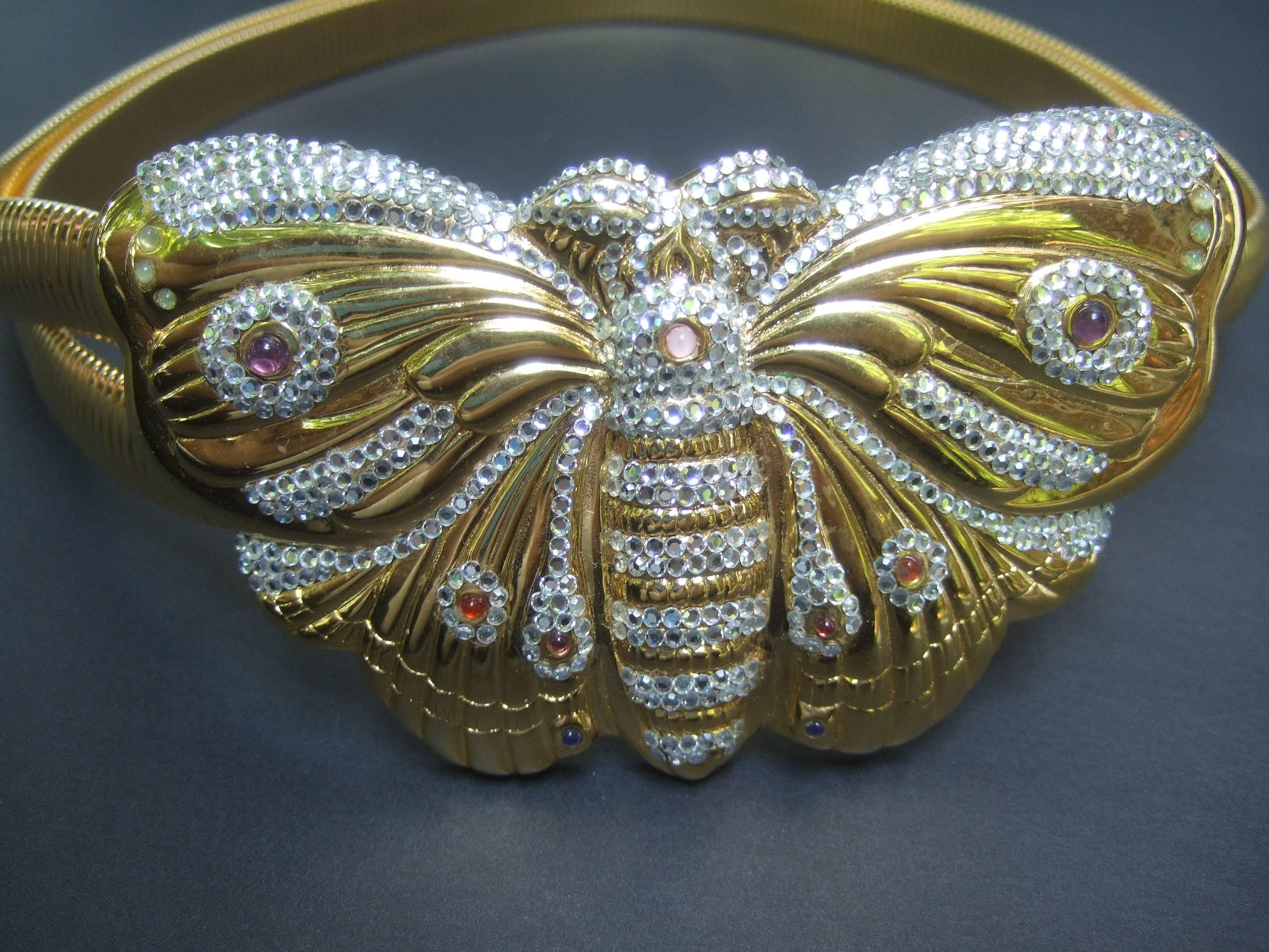 Beige Judith Leiber Exquisite Massive Jeweled Butterfly Belt circa 1980s