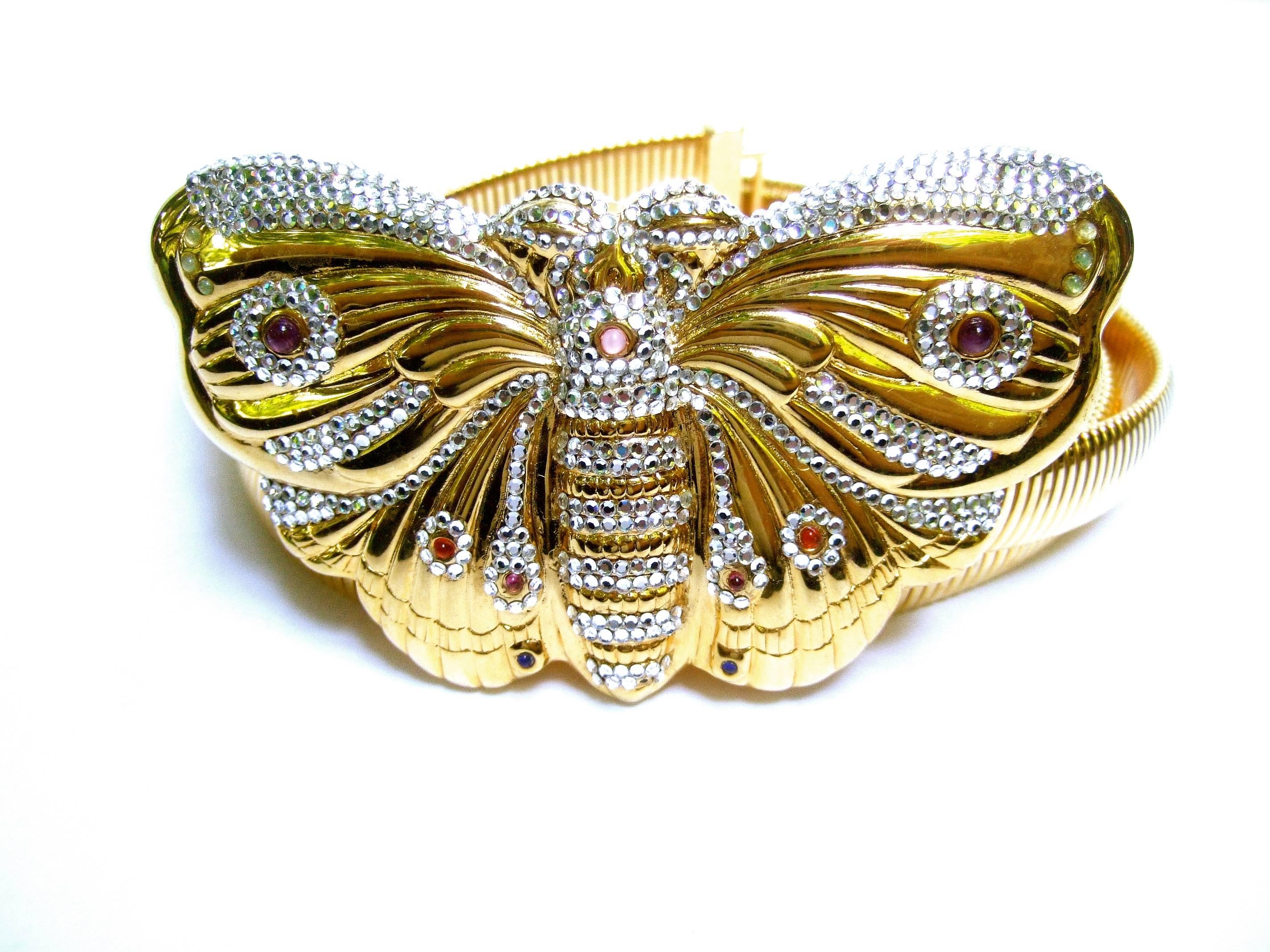 Judith Leiber Exquisite Massive Jeweled Butterfly Belt circa 1980s 2