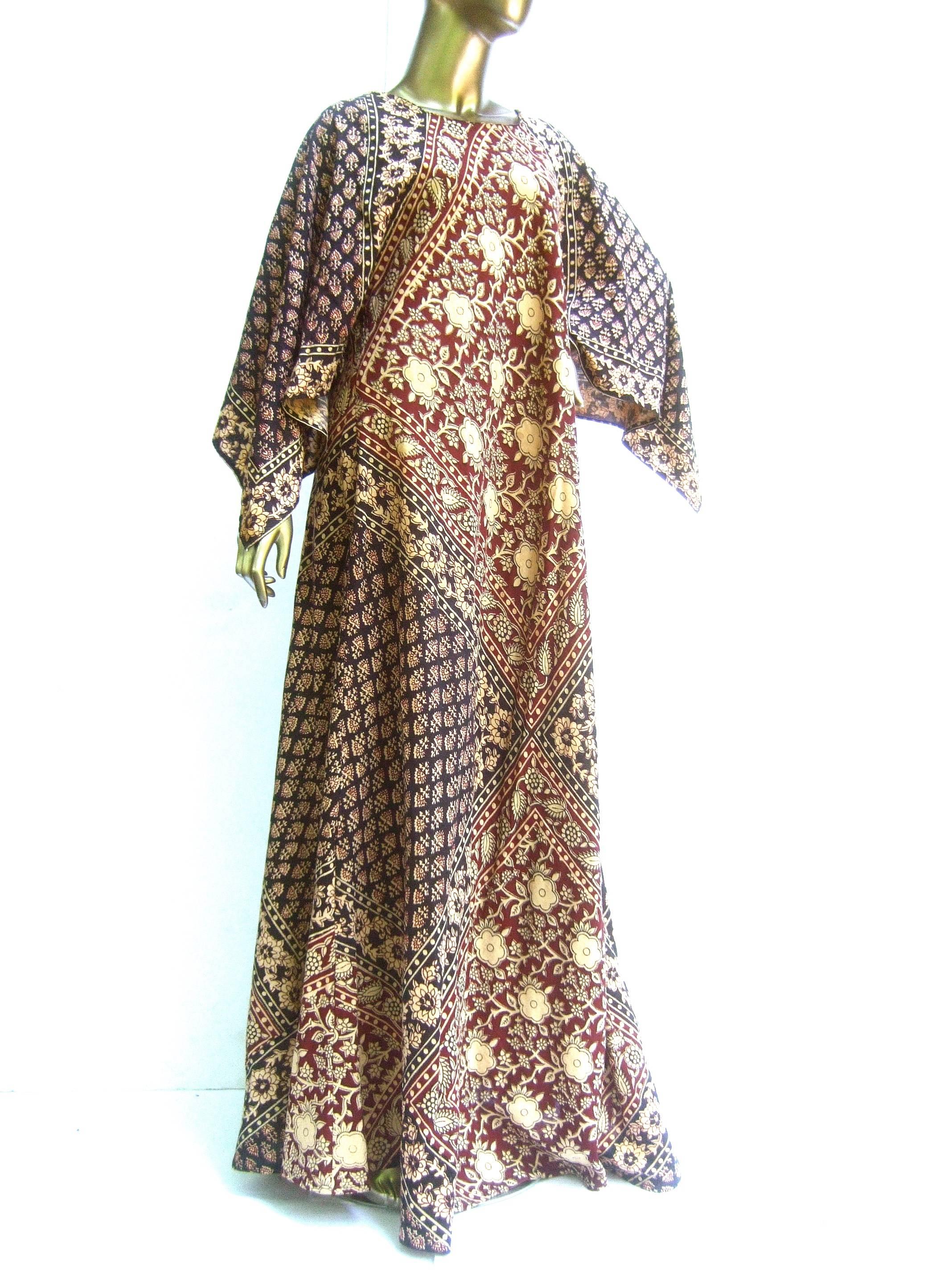 Exotic Bohemian Cotton Print Festival Caftan Gown circa 1970s For Sale ...