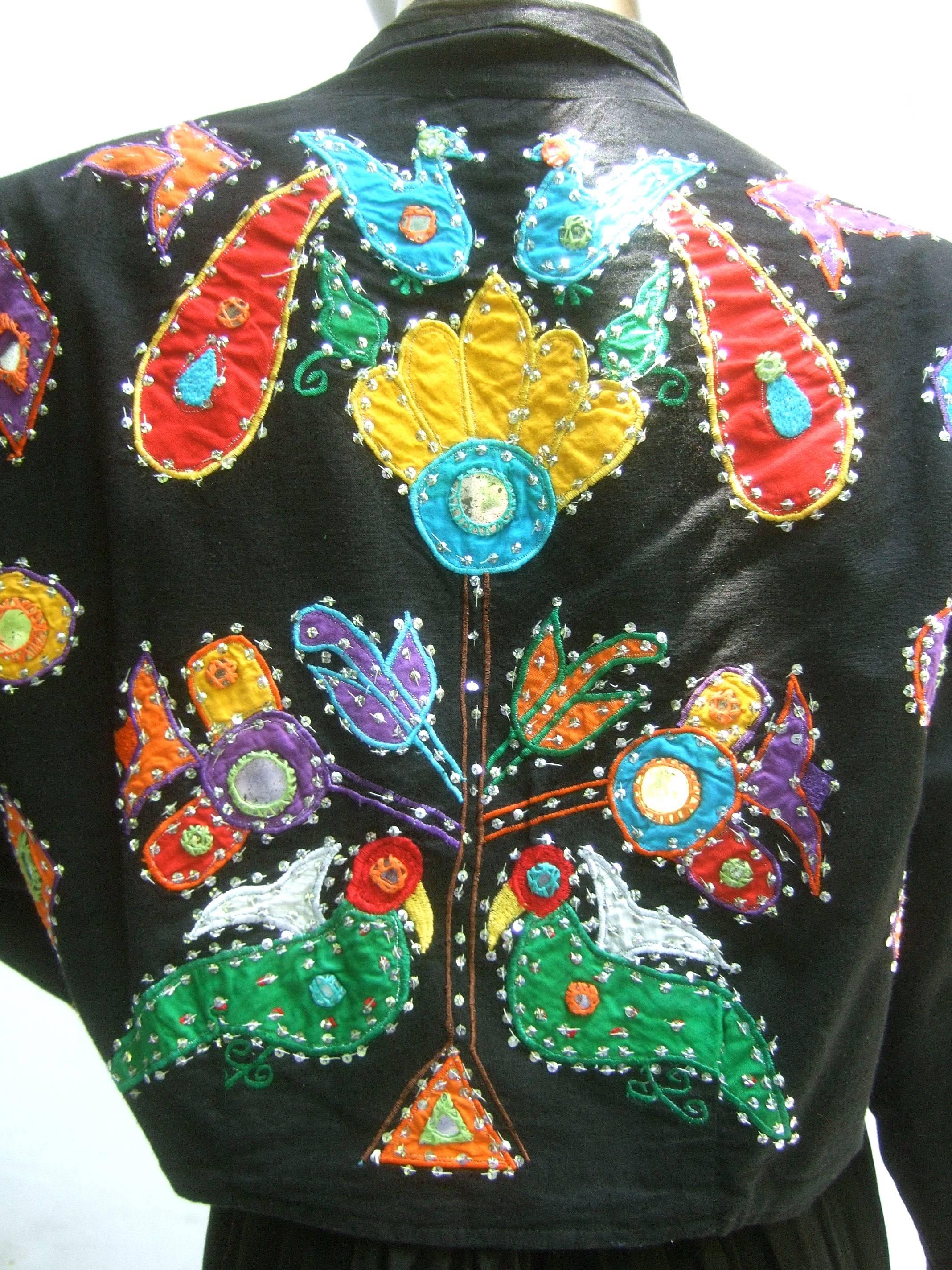 Sequined Cotton Applique Jacket Skirt Ensemble, circa 1990 5
