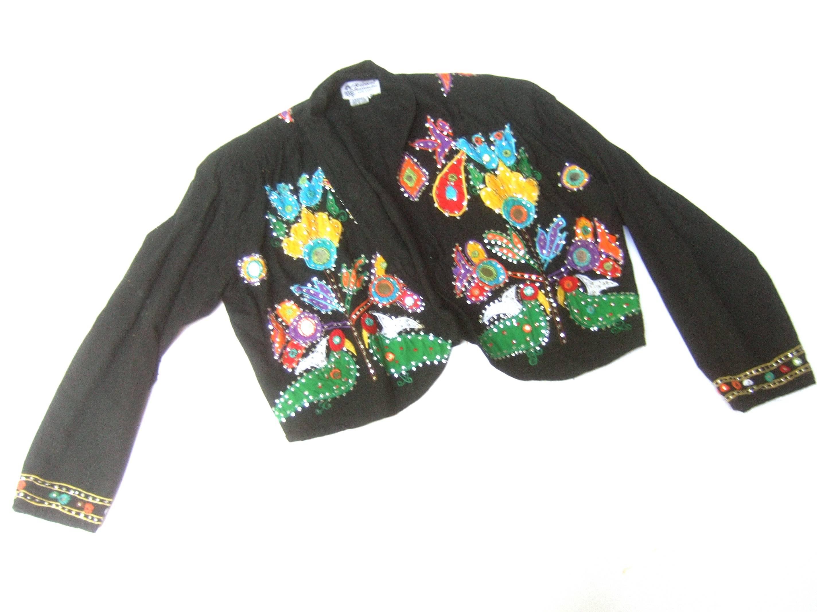 Sequined Cotton Applique Jacket Skirt Ensemble, circa 1990 2