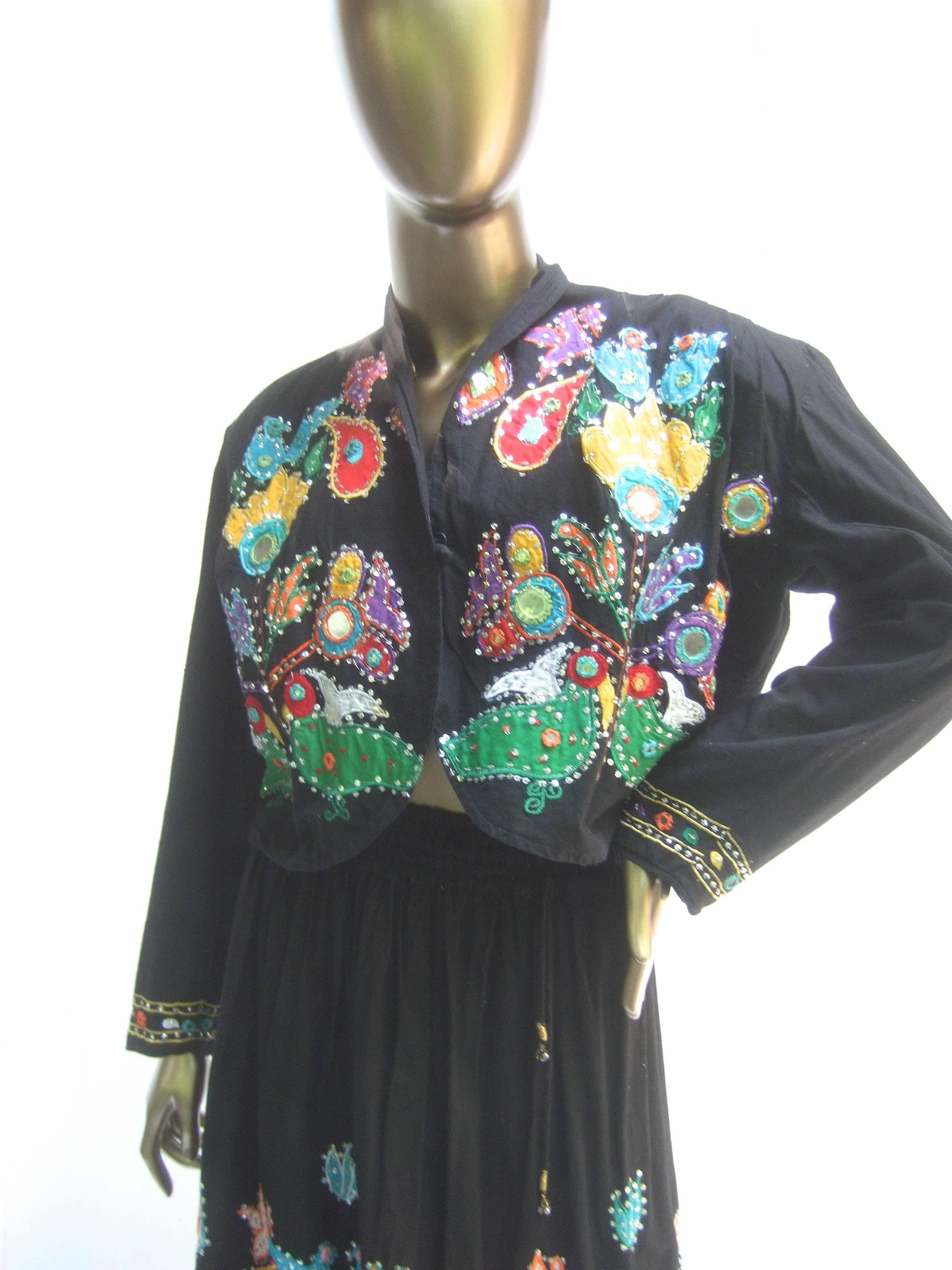 Sequined Cotton Applique Jacket Skirt Ensemble, circa 1990 8