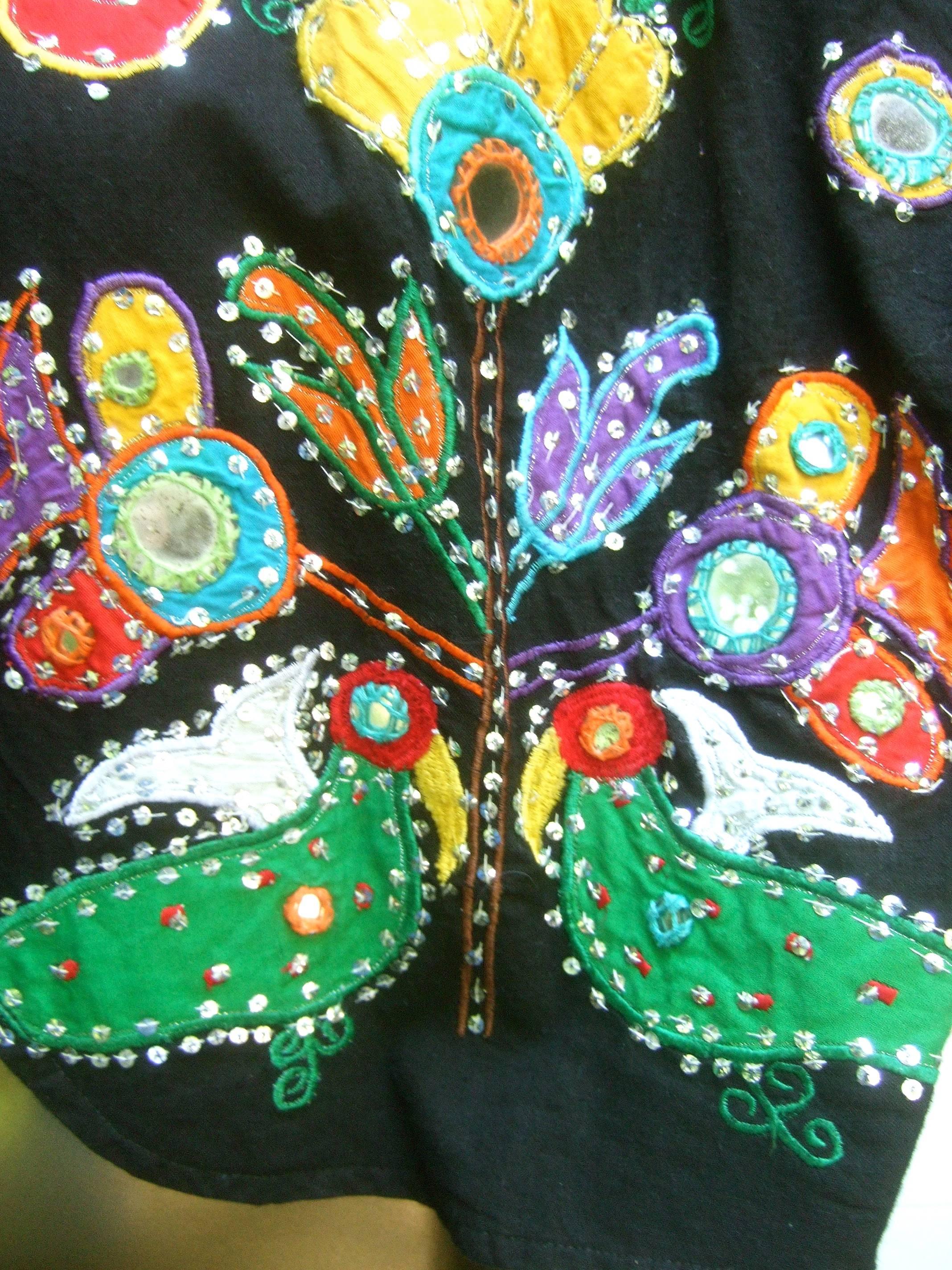 Sequined Cotton Applique Jacket Skirt Ensemble, circa 1990 10
