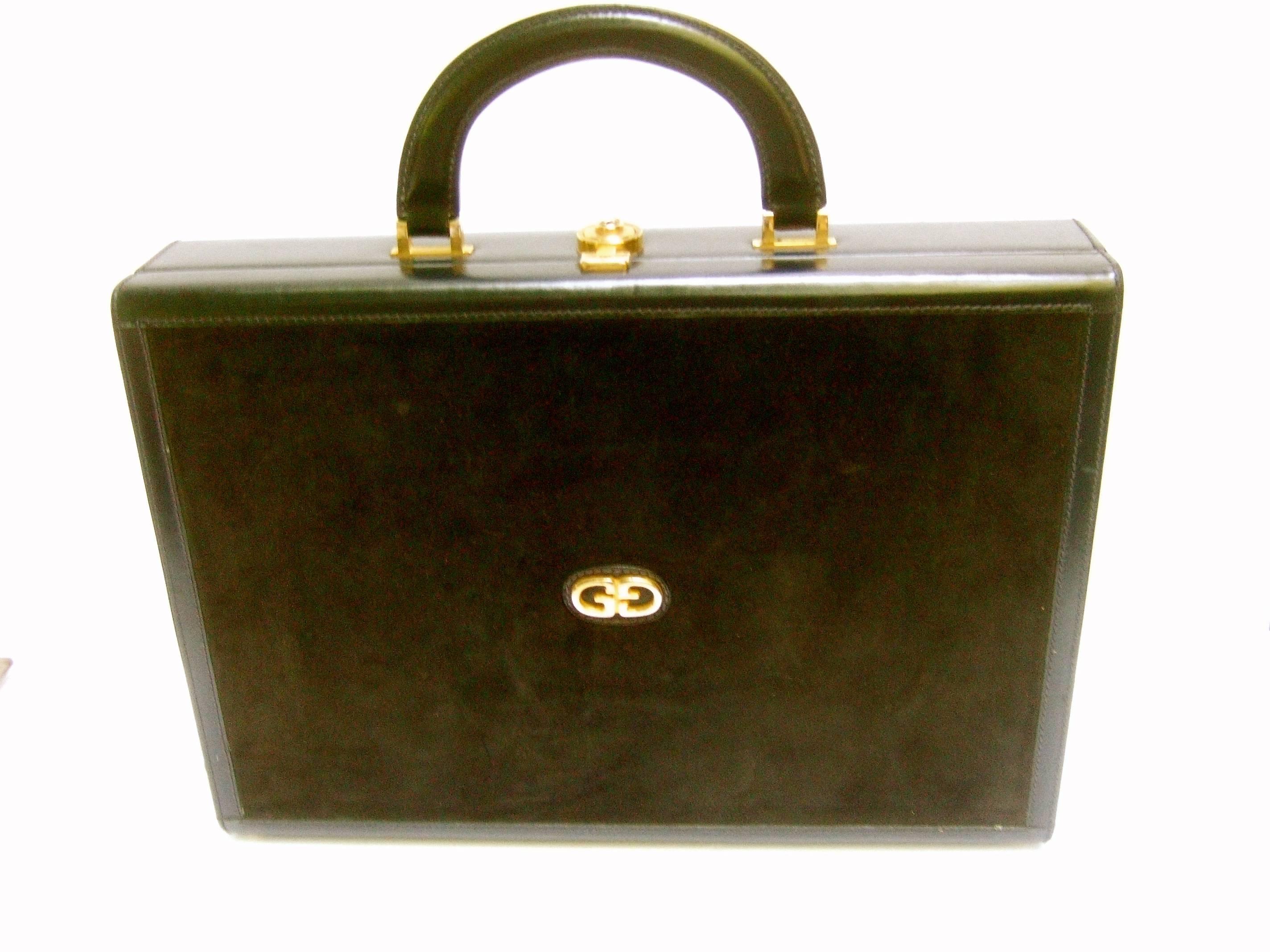 Gucci Luxurious Black Suede & Leather Briefcase circa 1970s In Good Condition In University City, MO