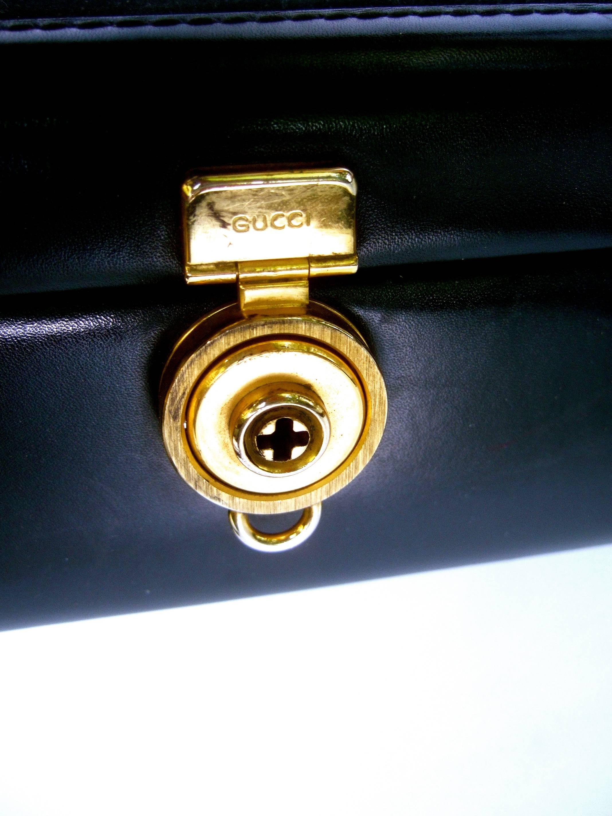 Gucci Luxurious Black Suede & Leather Briefcase circa 1970s 8
