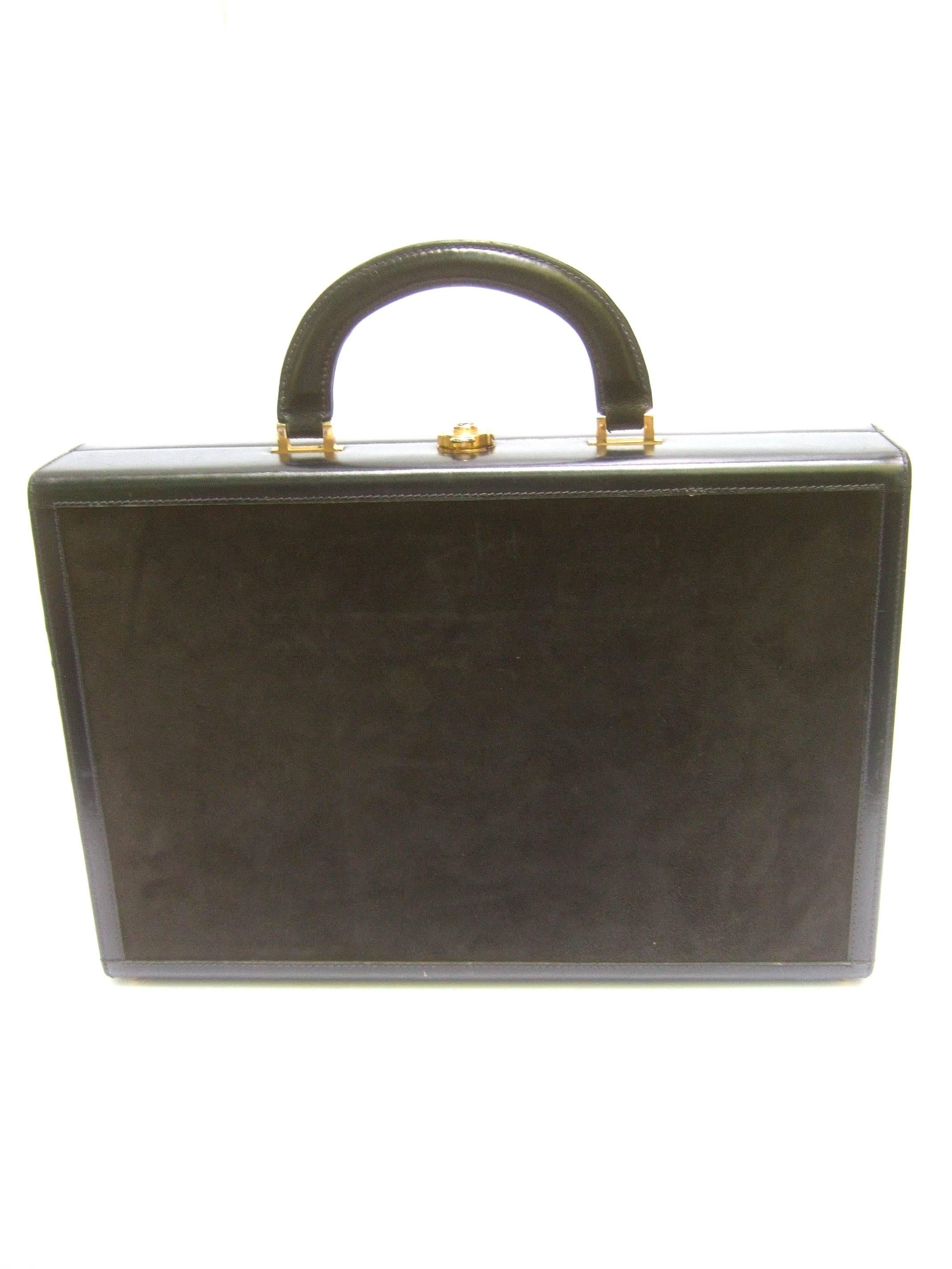 Gucci Luxurious Black Suede & Leather Briefcase circa 1970s 5
