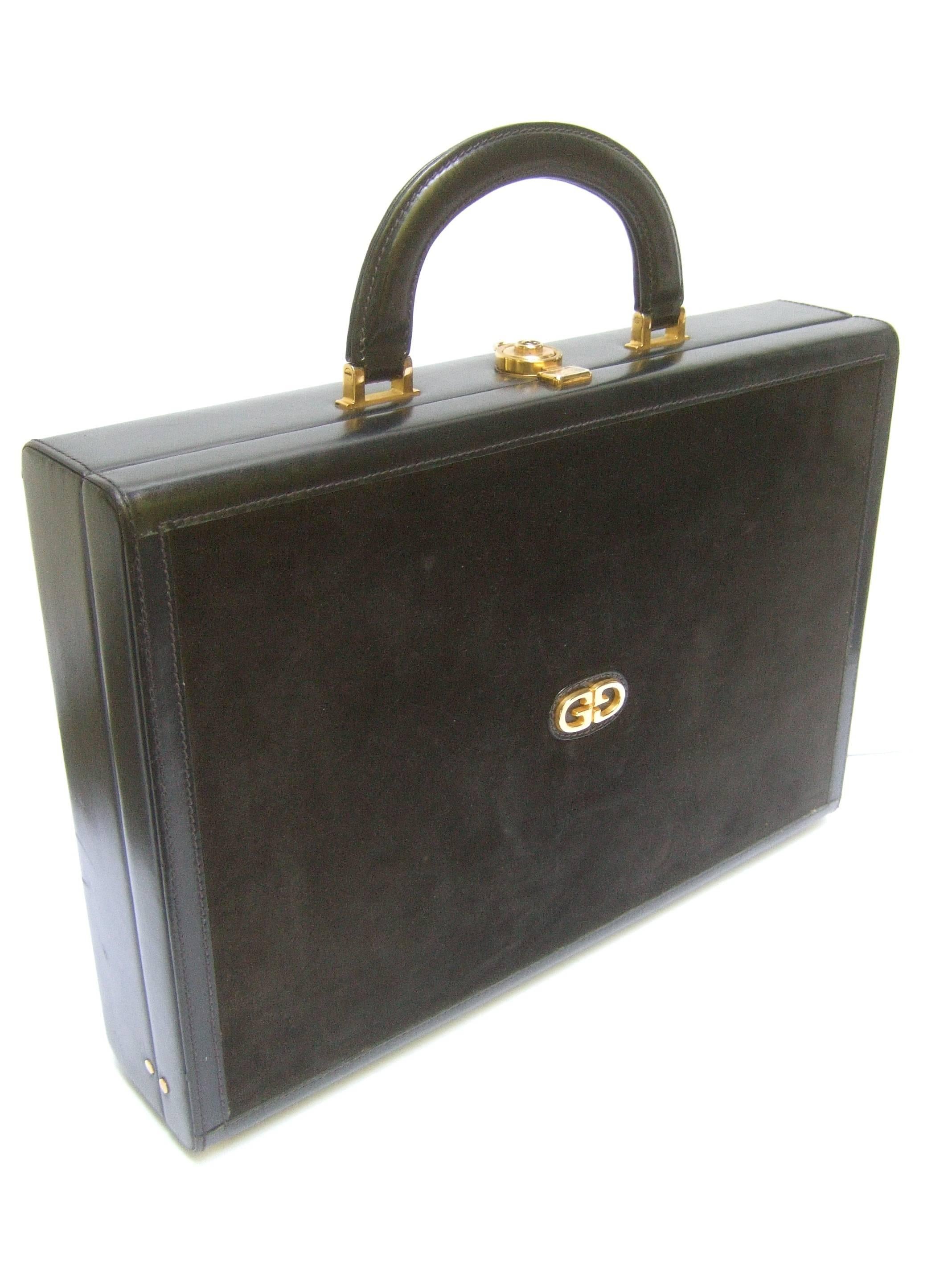 Gucci Luxurious Black Suede & Leather Briefcase circa 1970s 10