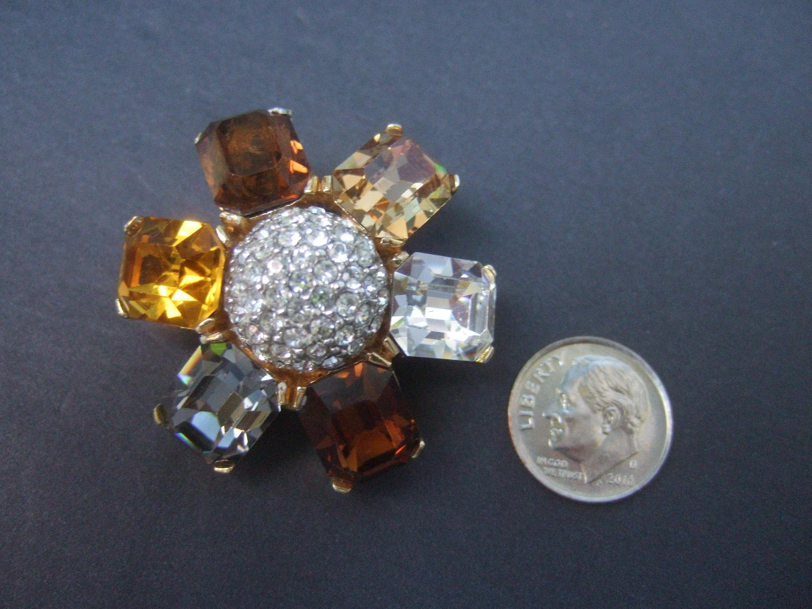 Ciner Autumn Crystal Large Scale Clip on Floral Earrings Circa 1980  For Sale 6