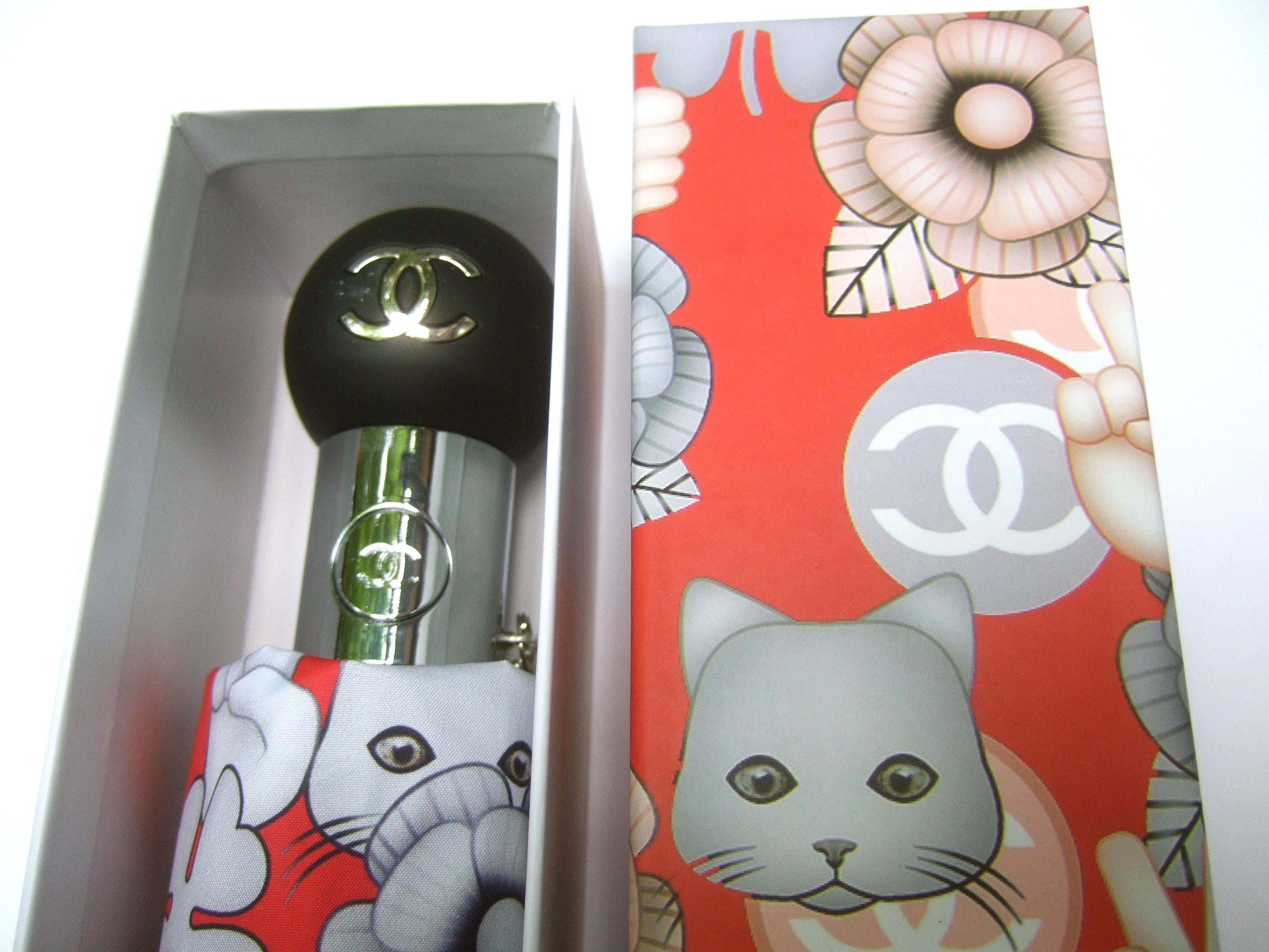 Chanel Whimsical Cat Theme Umbrella in Chanel Box Circa 21st C 1
