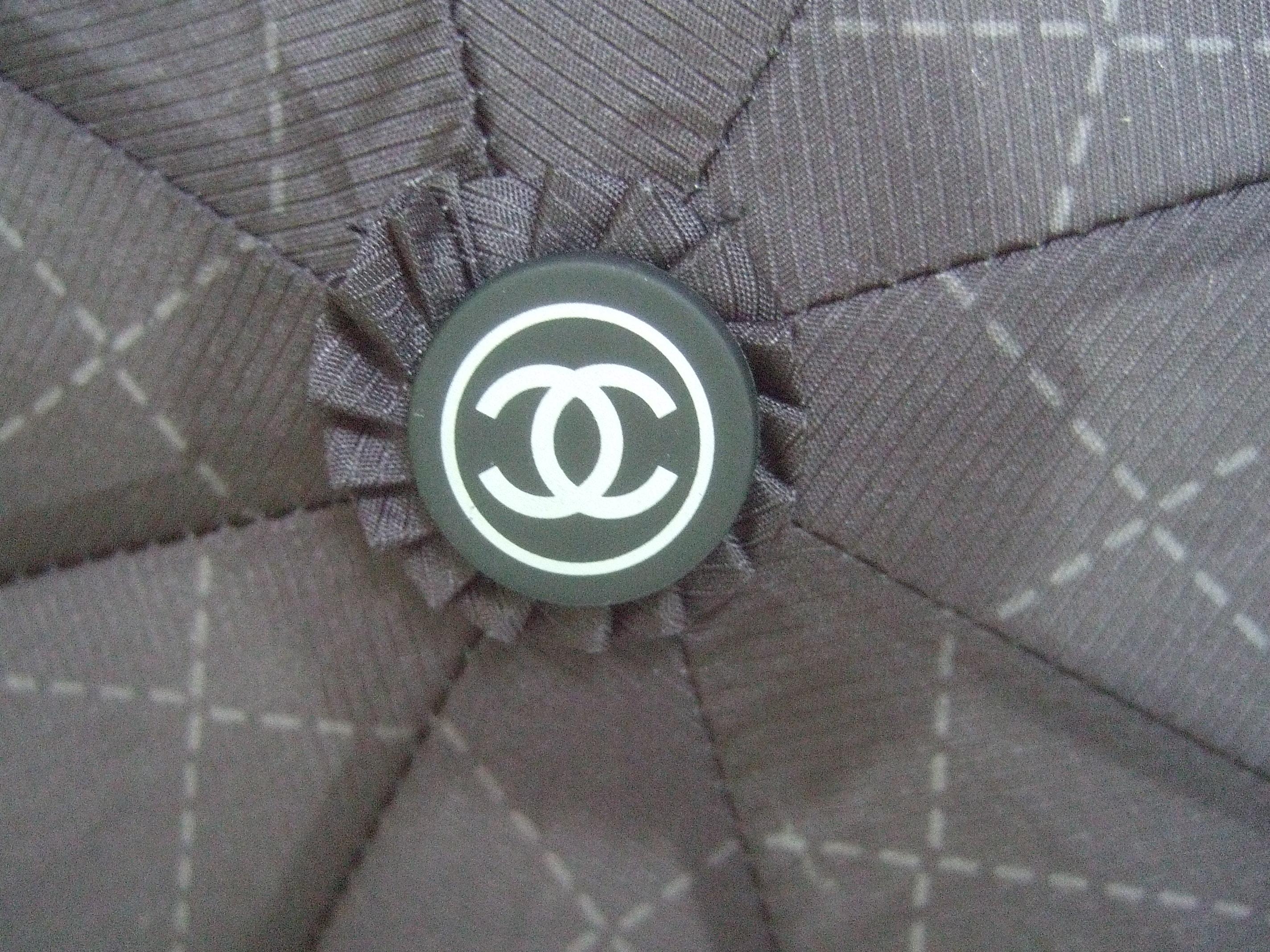 Women's Chanel Tan & Black Nylon Umbrella in Chanel Box Circa 21st C 