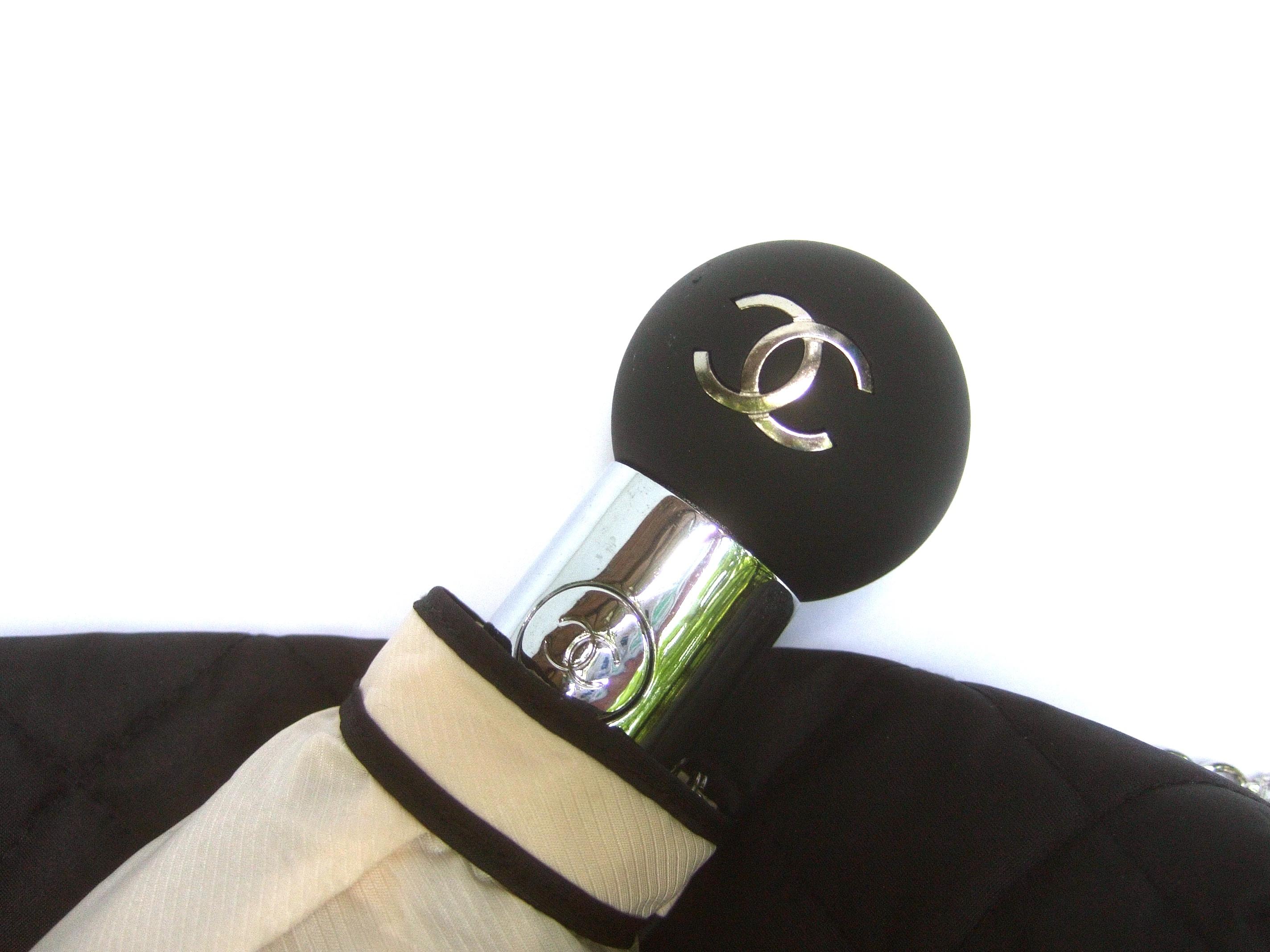 Chanel Tan & Black Nylon Umbrella in Chanel Box Circa 21st C 3