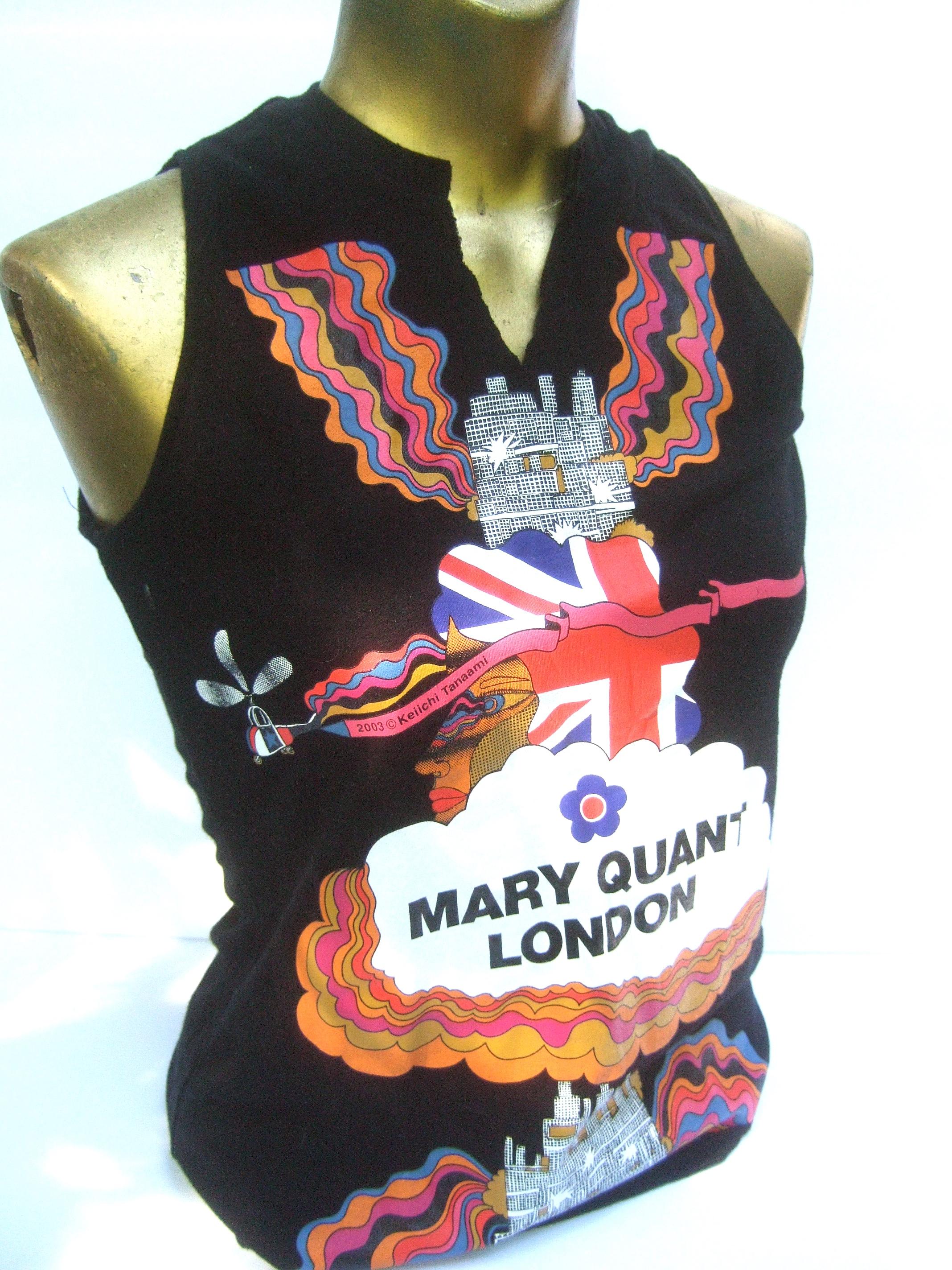 Brown Mary Quant London Black Sleeveless Cotton Top Circa 2003 