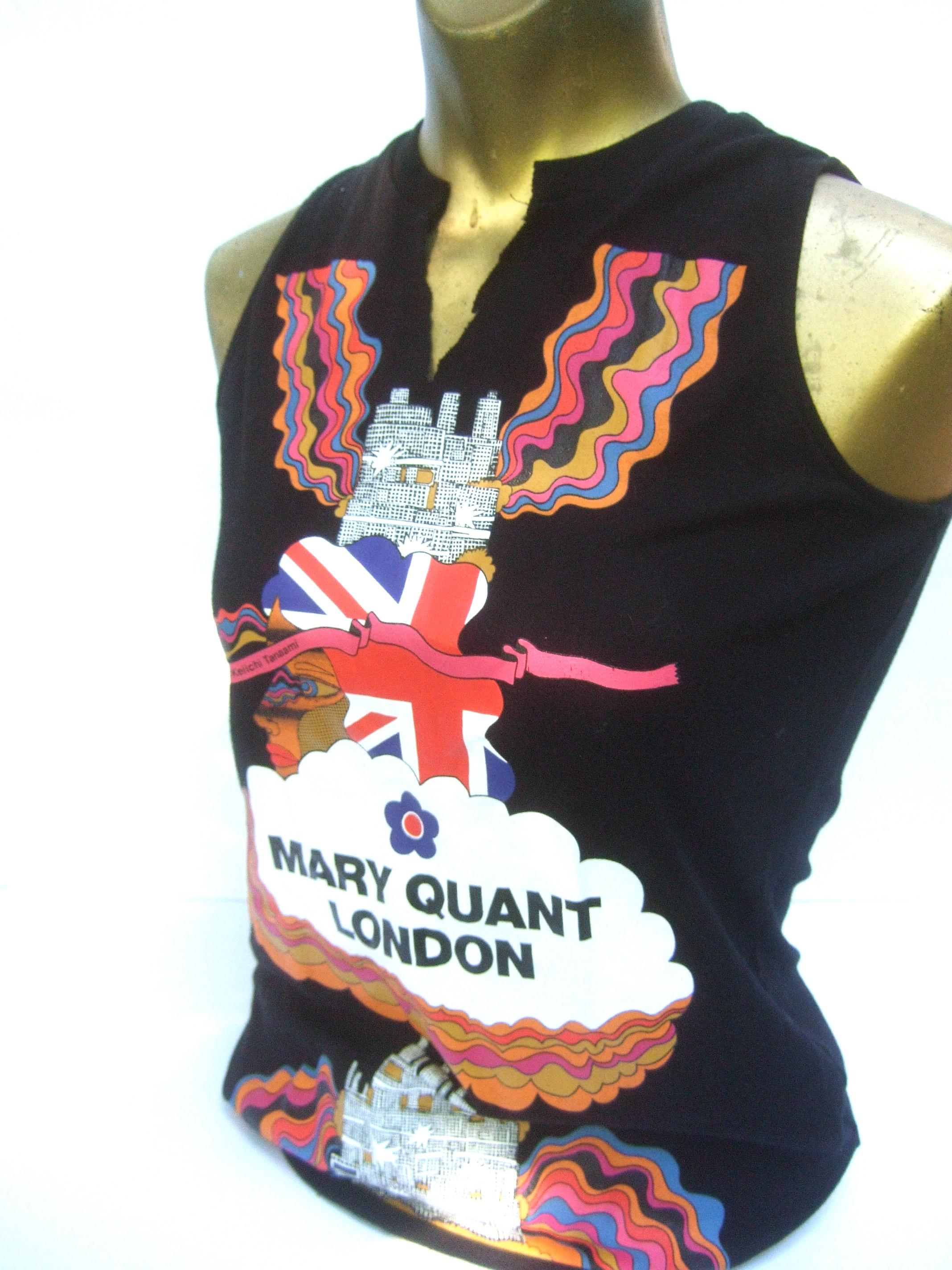 Mary Quant London Black Sleeveless Cotton Top Circa 2003  4