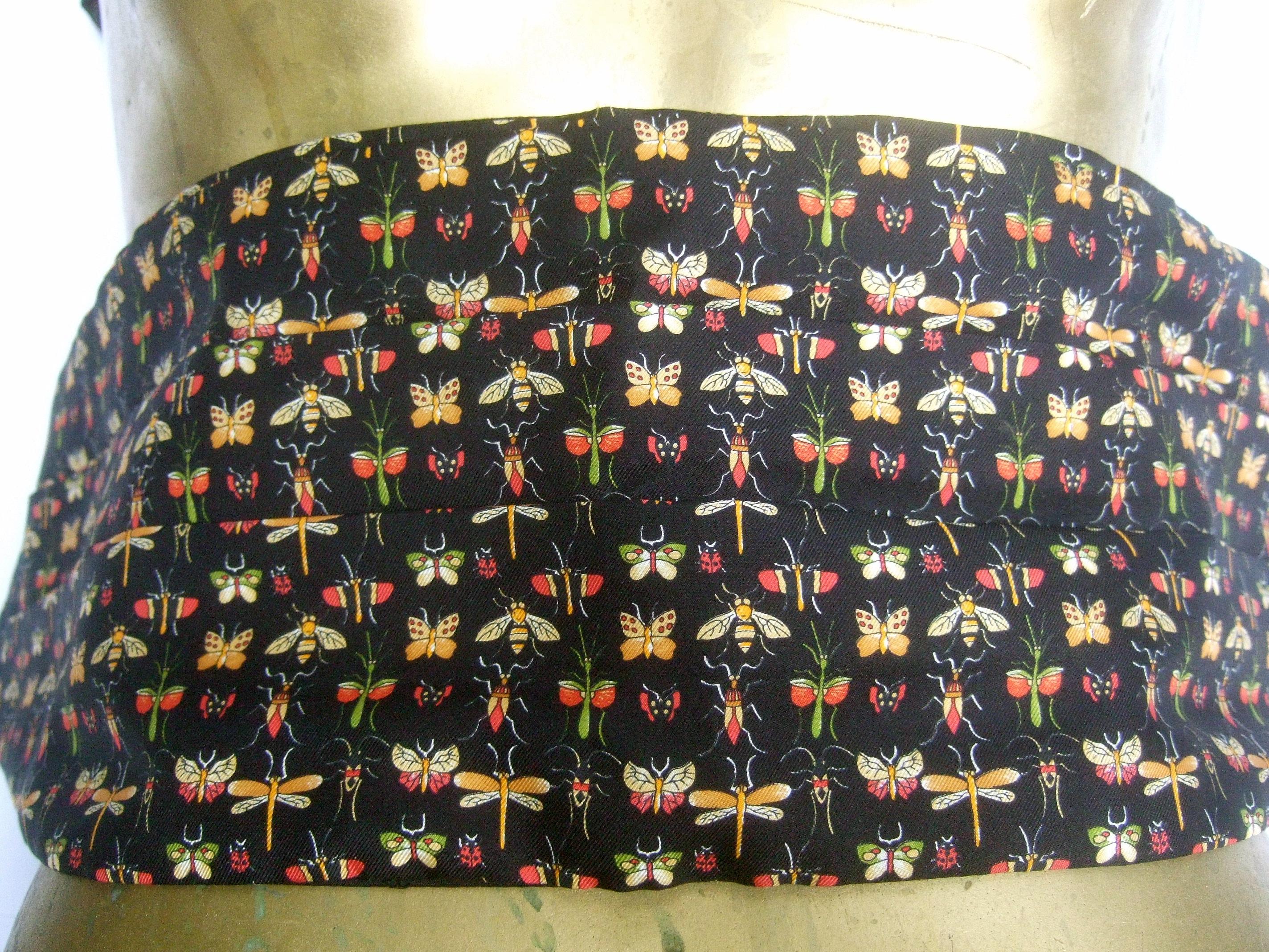 Men's Salvatore Ferragamo Silk Insect Cummerbund & Bow Tie Set in Ferragamo Box c 1990