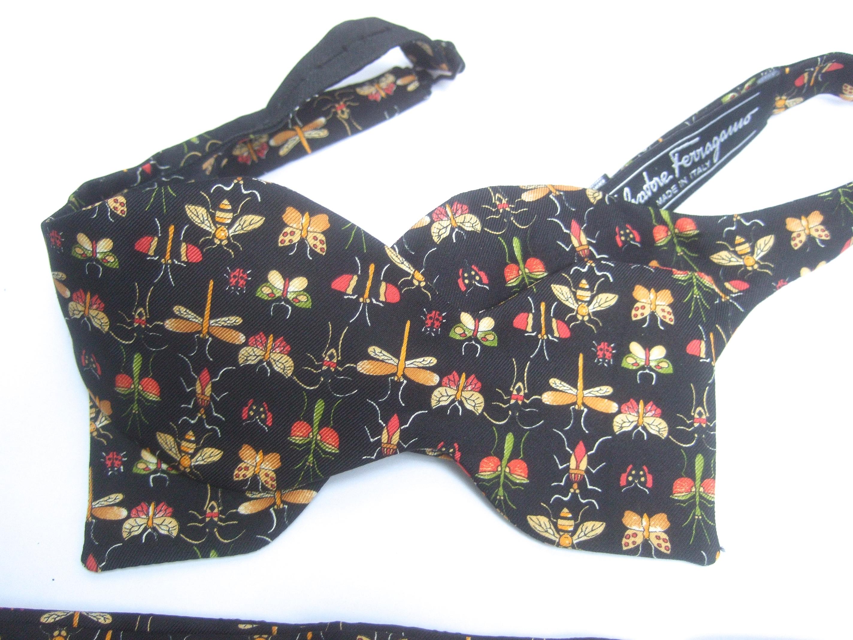 Salvatore Ferragamo Silk Insect Cummerbund & Bow Tie Set in Ferragamo Box c 1990 1