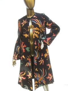 Mary McFadden Quilted Cotton Birds of Paradise Duster Coat circa 1970s