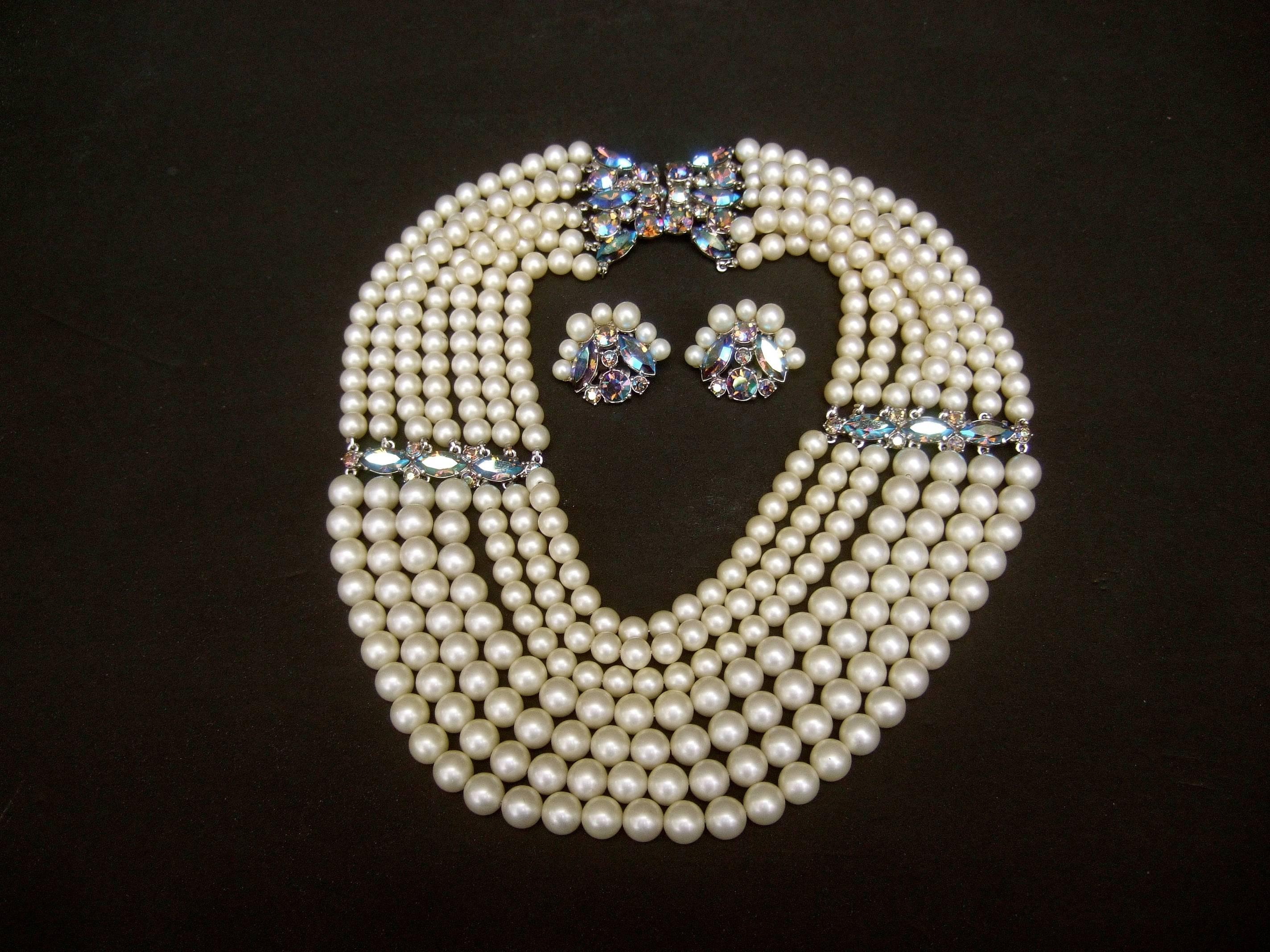 faux pearl necklace and earring set