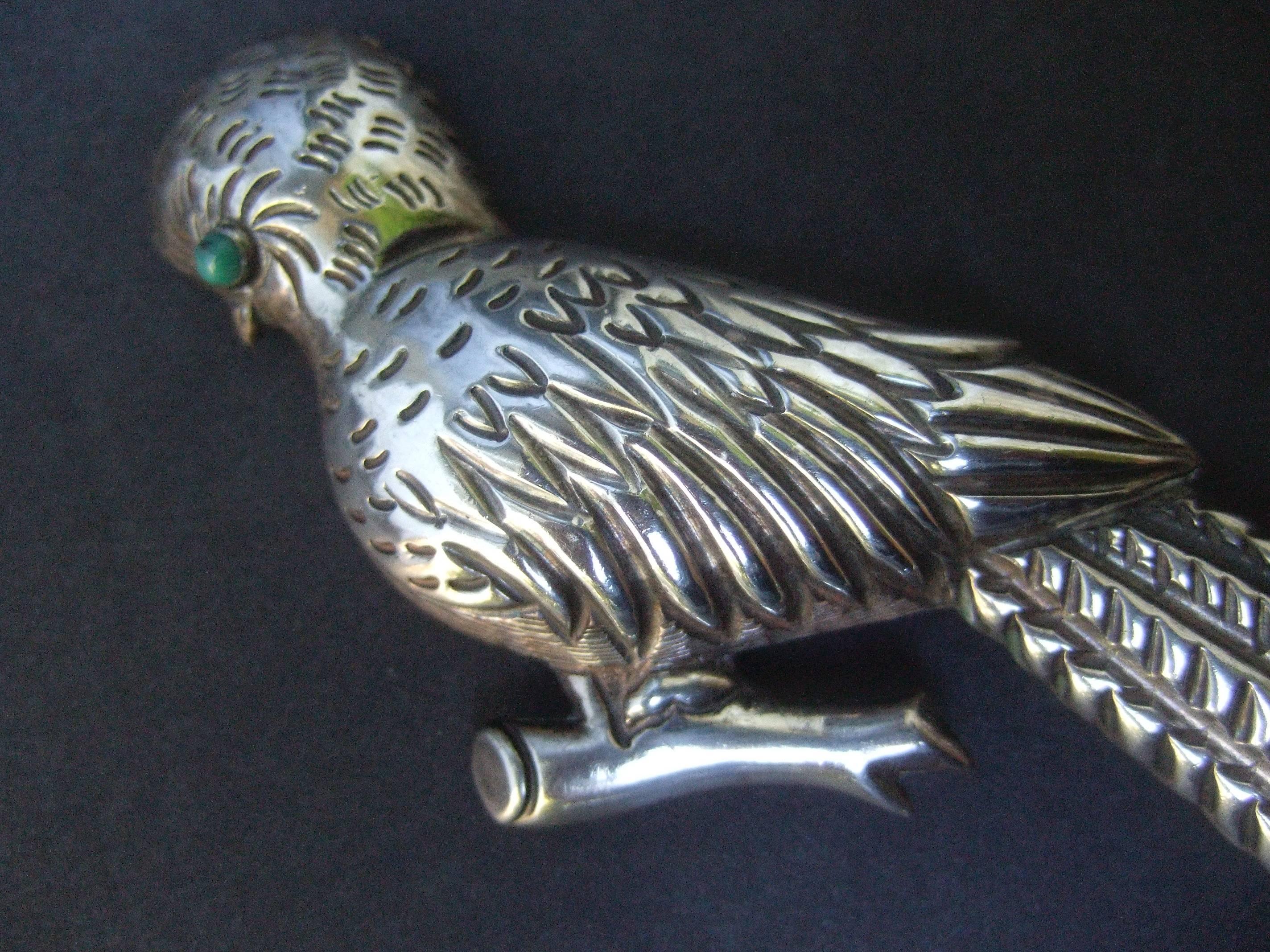 Massive Mexican Sterling Parrot Brooch c 1940s For Sale 2