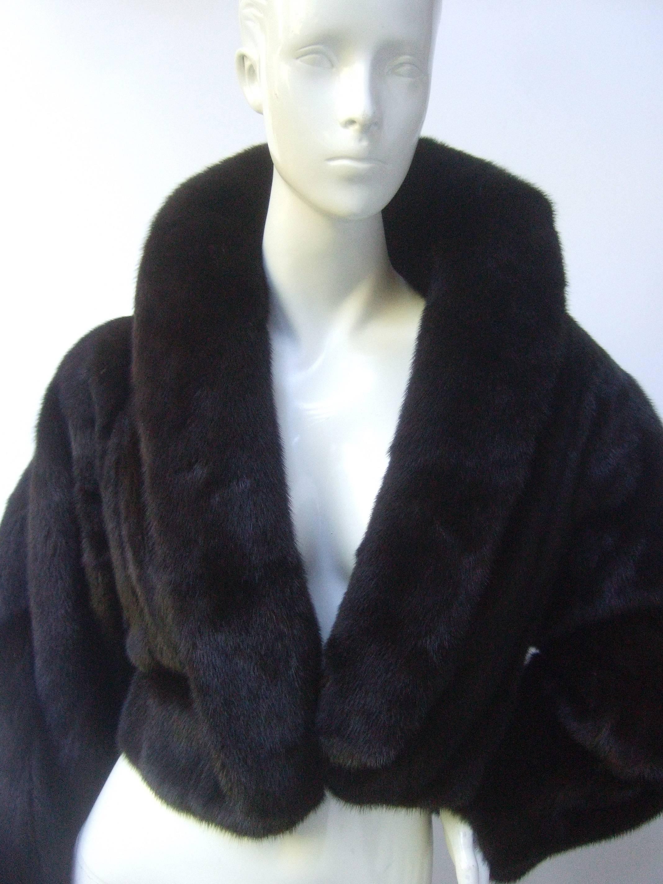Luxurious Mahogany Brown Mink Fur Bolero Jacket c 1990 1