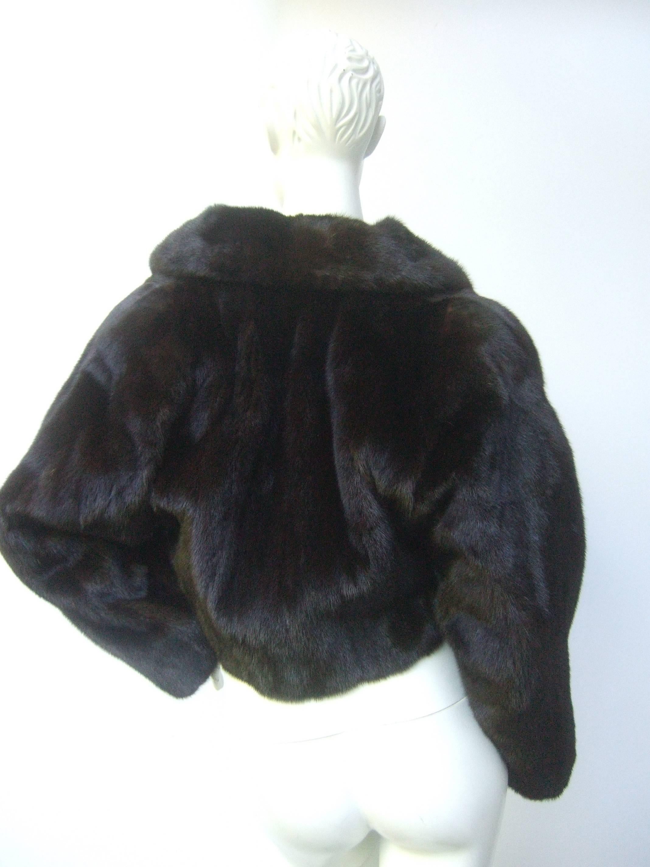 Luxurious Mahogany Brown Mink Fur Bolero Jacket c 1990 2