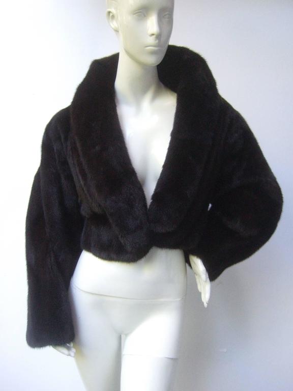 Luxurious Mahogany Brown Mink Fur Bolero Jacket c 1990 at 1stDibs