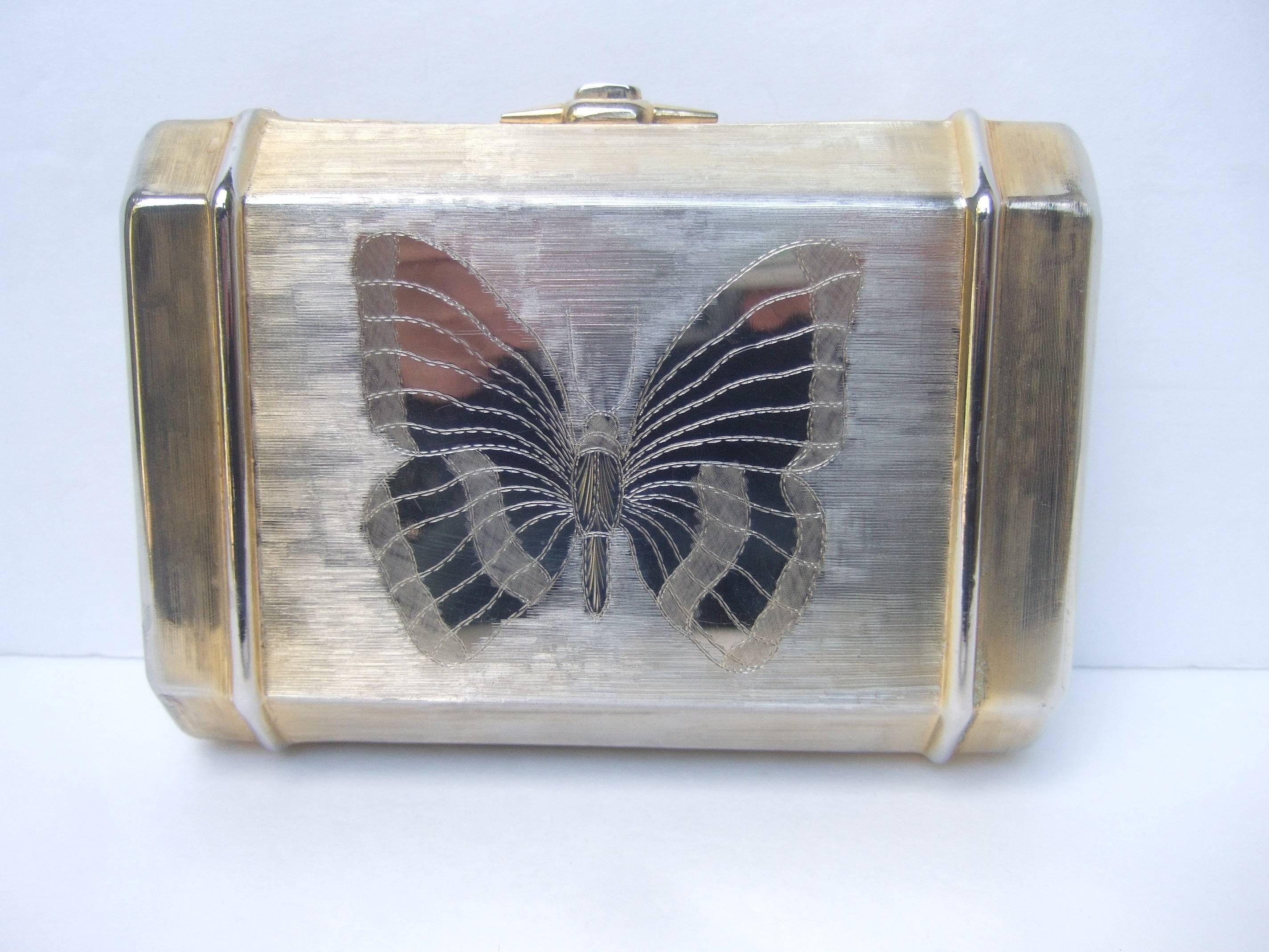 Women's Saks Fifth Avenue Opulent Gilt Metal Butterfly Evening Bag c 1970s