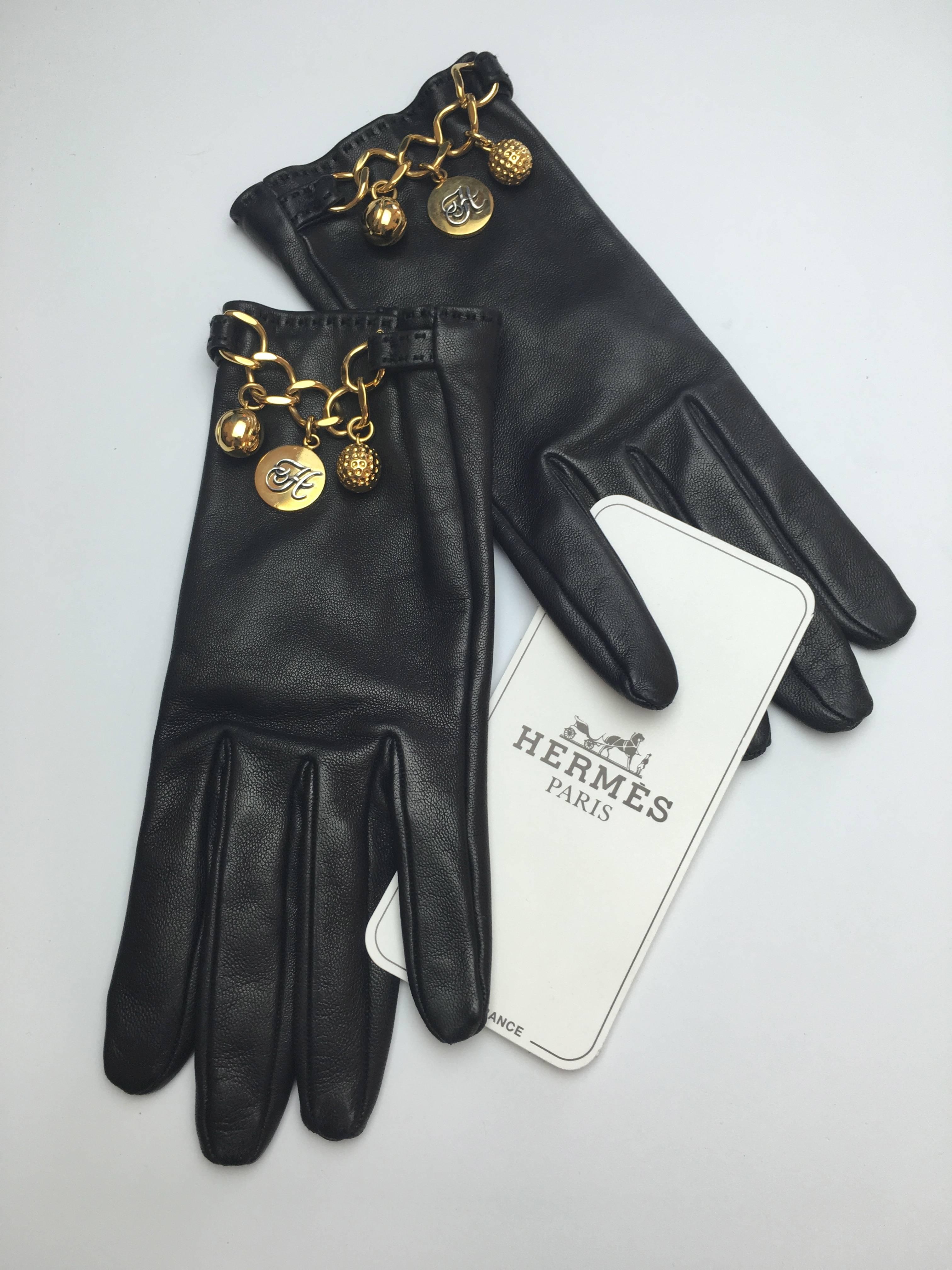 Women's Rare Vintage Hermes Charm Gloves.