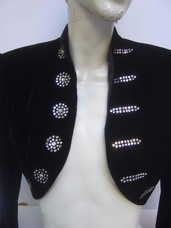 Black Crystal Velvet Matador Style Bolero Jacket at 1stDibs bolero