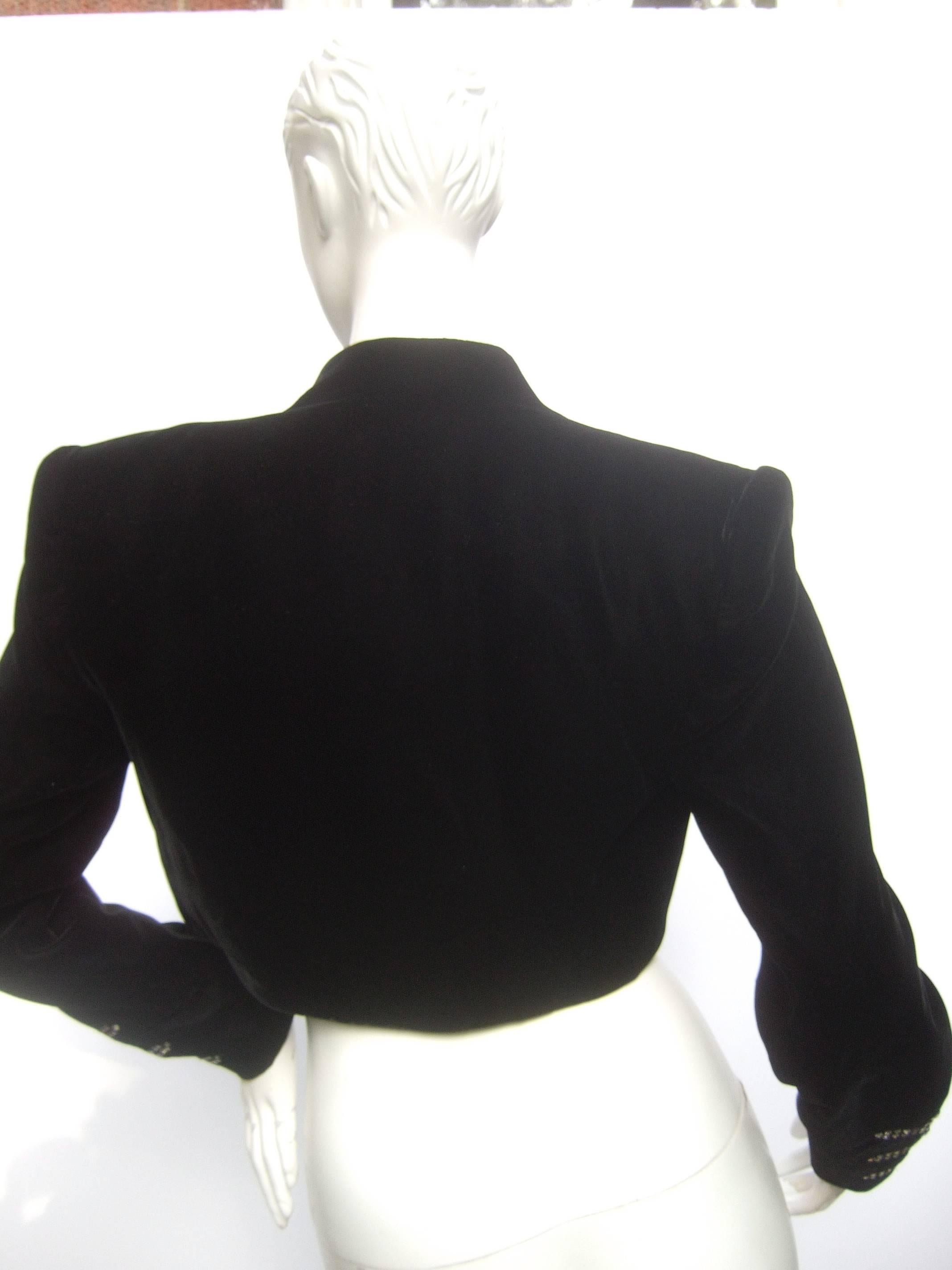 Women's Black Crystal Velvet Matador Style Bolero Jacket 