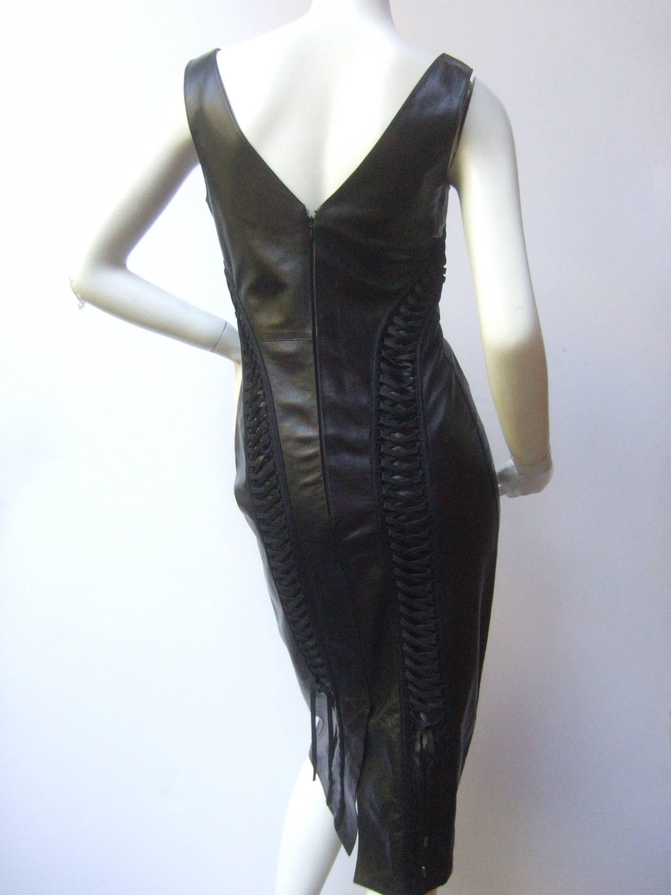 Christian Dior Paris Chic Black Leather Bondage Dress  4