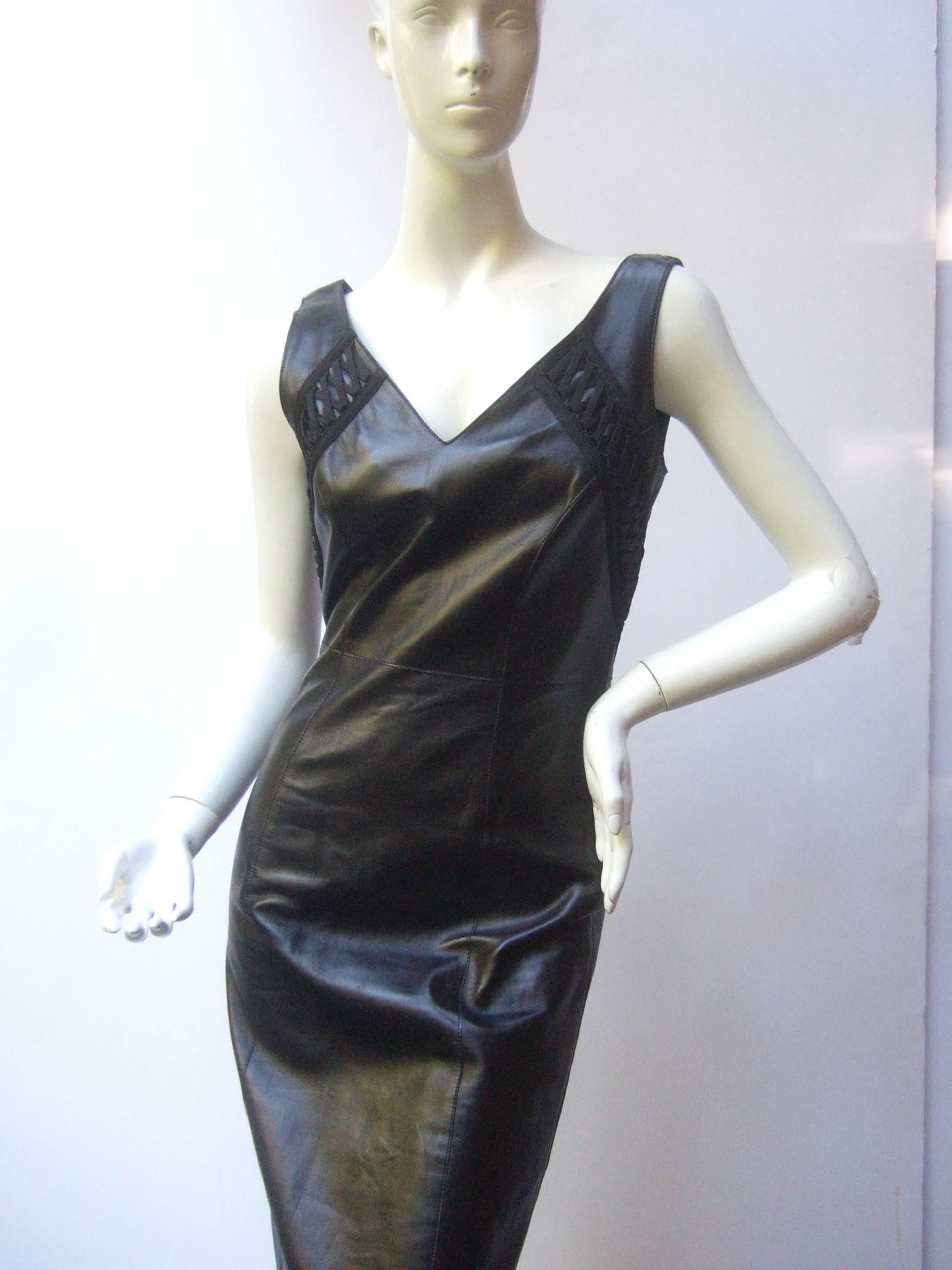 Christian Dior Paris Chic Black Leather Bondage Dress  1