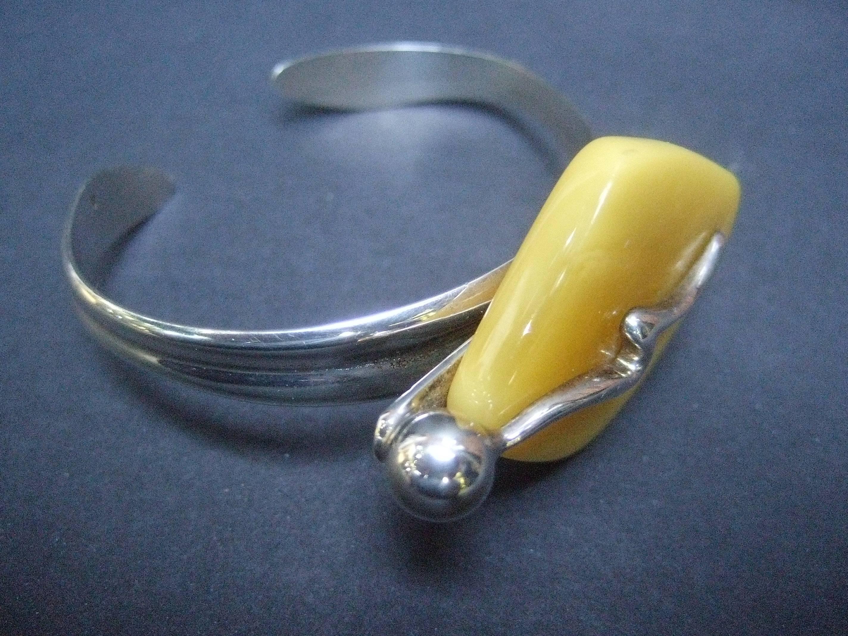 Sterling Baltic Amber Modernist Style Artisan Bracelet  4