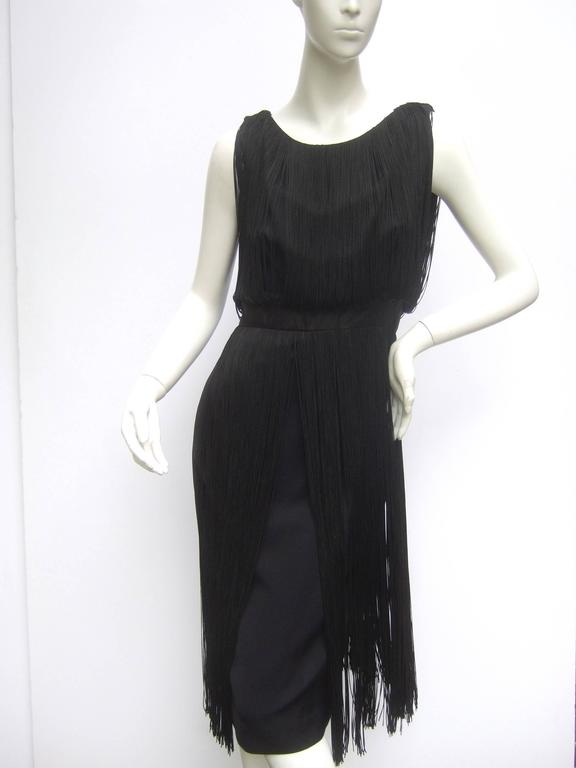 1960s Black Fringe Tassel Cocktail Dress For Sale at 1stDibs | fringe ...