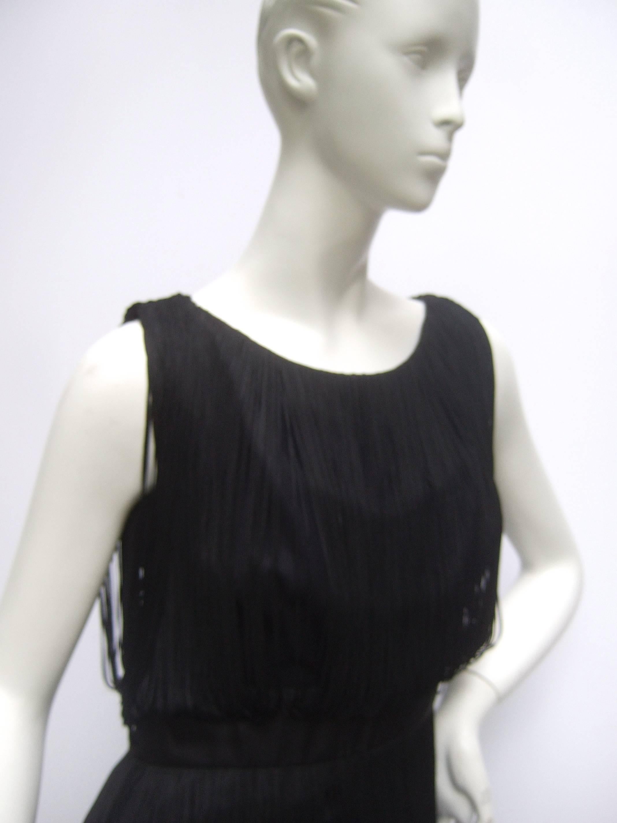 Women's 1960s Black Fringe Tassel Cocktail Dress For Sale