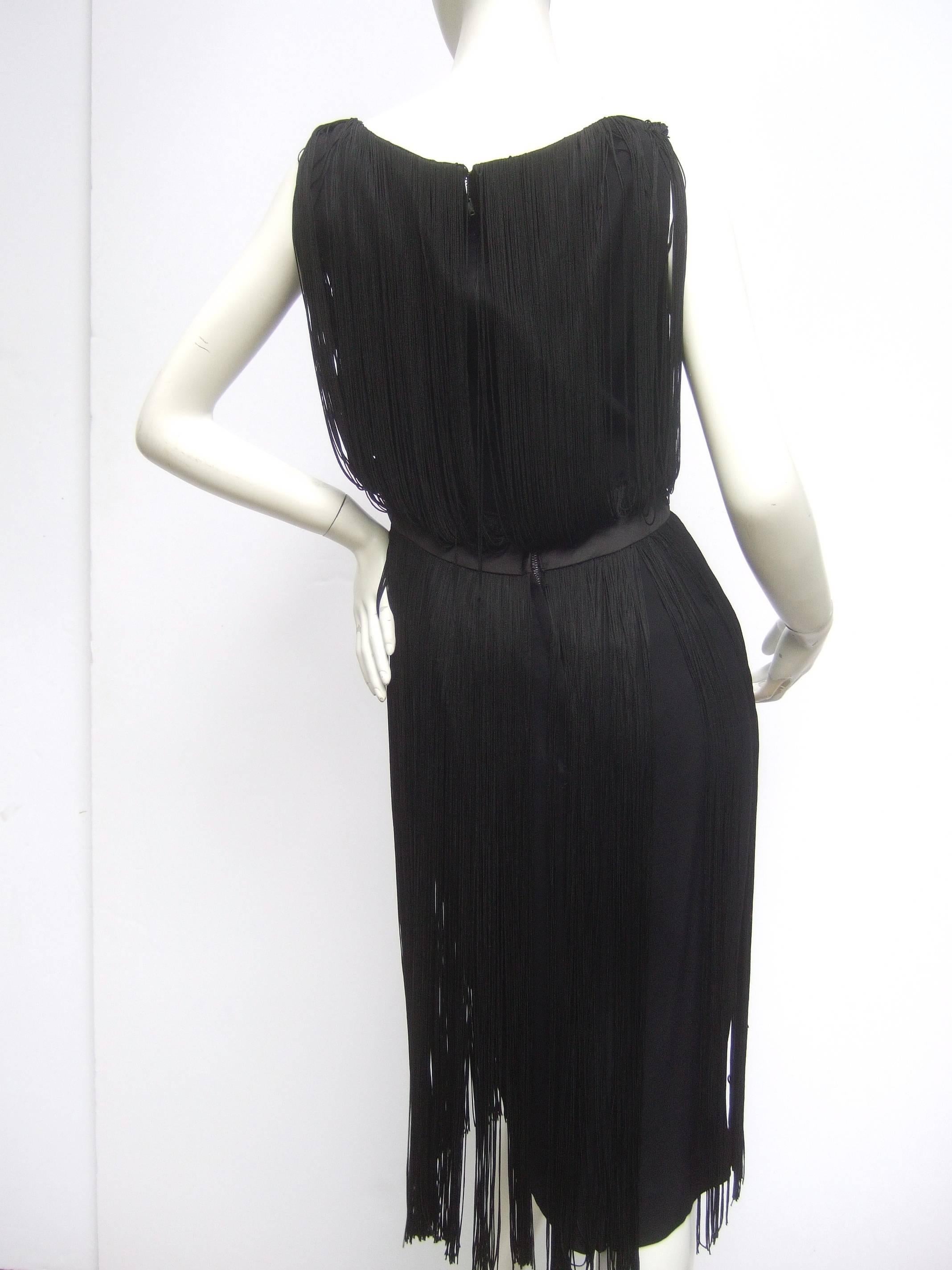 1960s Black Fringe Tassel Cocktail Dress For Sale at 1stDibs | fringe ...
