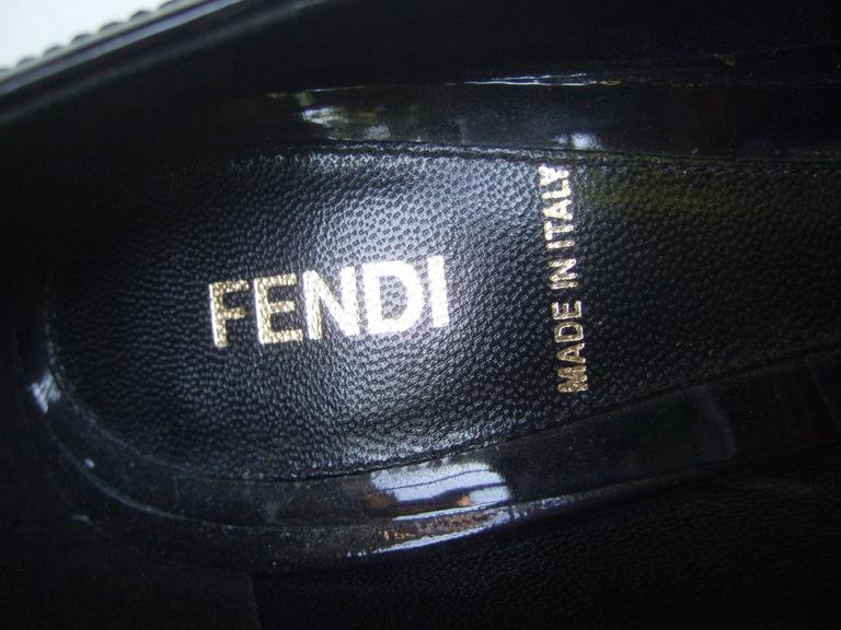 Fendi Italy Black Patent Leather Buckle Pumps 37.5 For Sale at 1stDibs