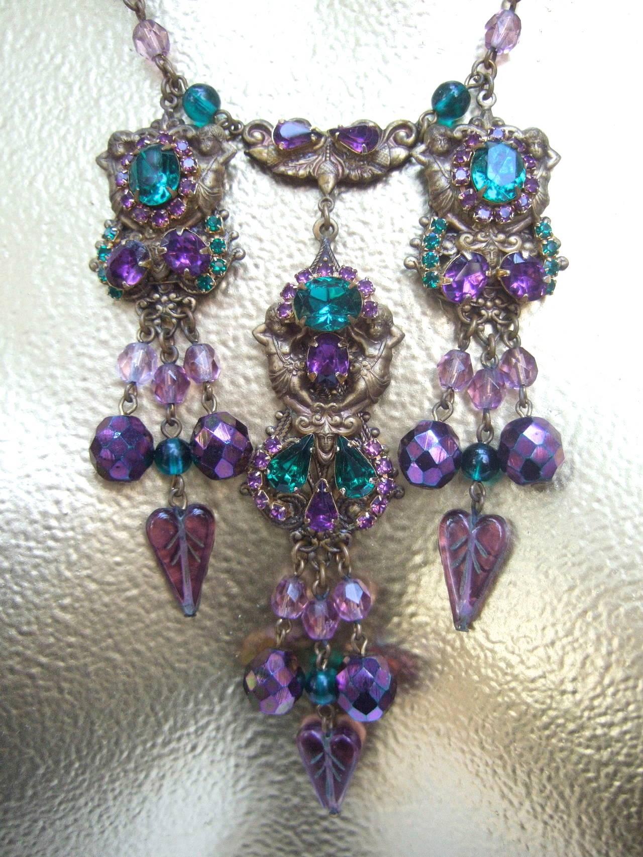 Exquisite Crystal Jeweled Tiered Necklace. 1950's. 1