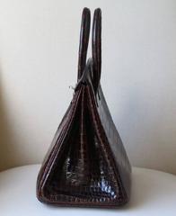 Hermès 35CM Burgundy Porosus Crocodile Palladium H/W Birkin Bag