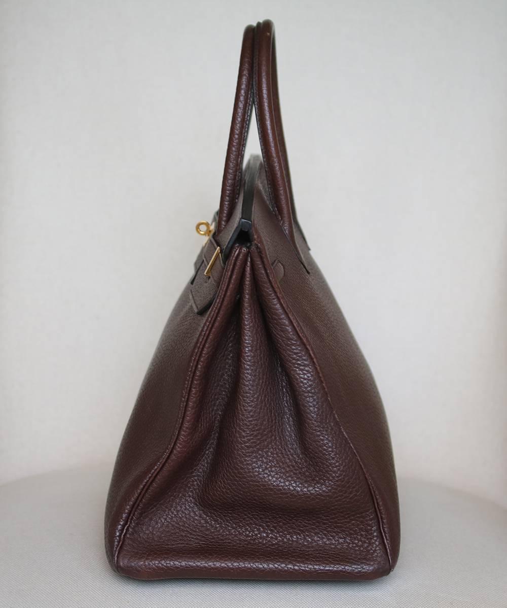 Hermès 40cm Chocolate Togo Leather Gold H/W Birkin Bag In Excellent Condition In London, GB