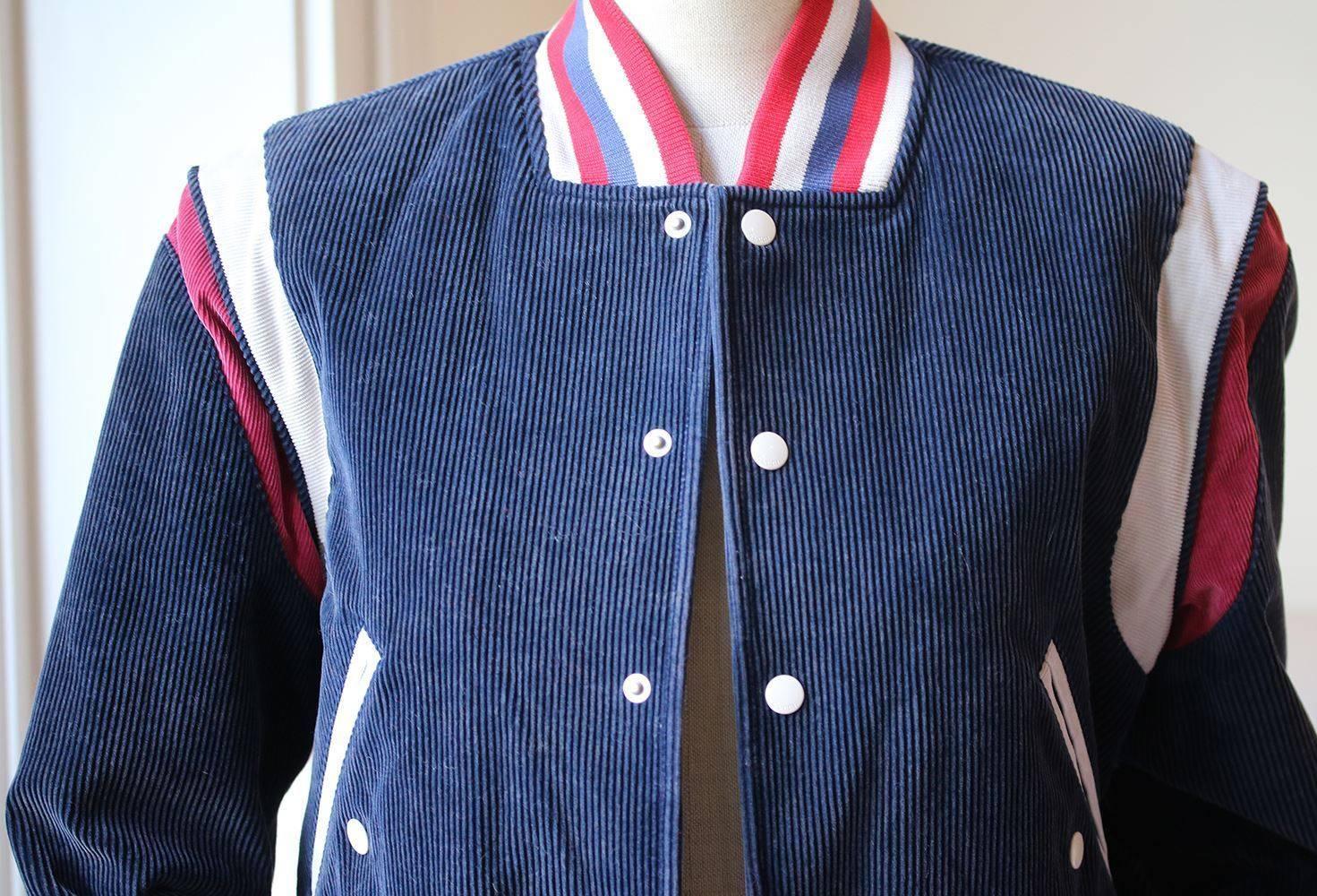 gucci corduroy jacket with buttons embroidery
