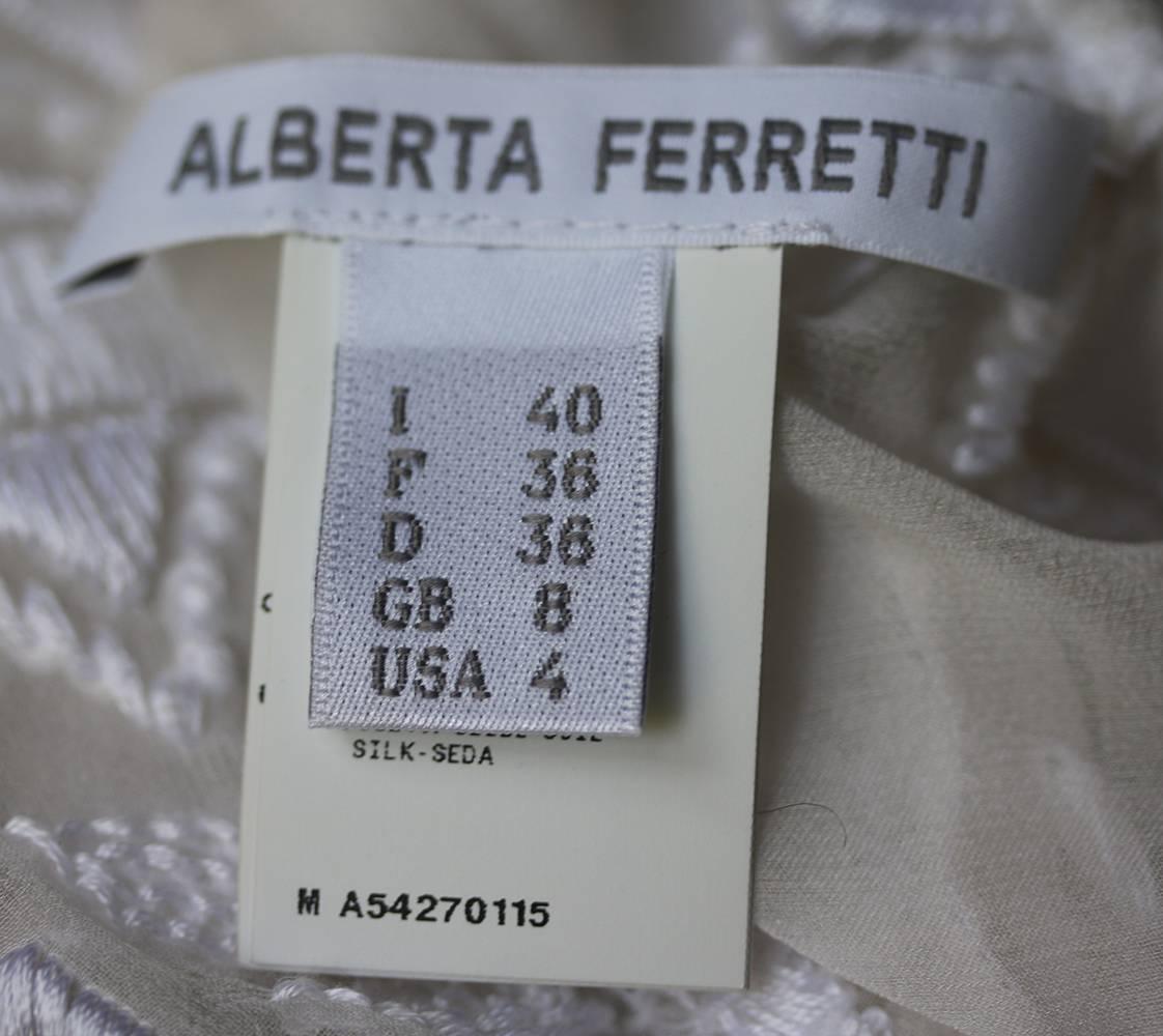 Women's or Men's Alberta Ferretti Floral Embroidered Silk Chiffon Gown 