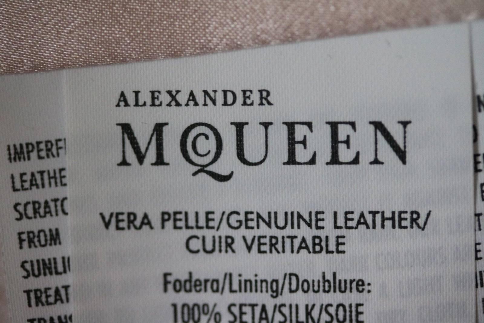 Gray Alexander McQueen Pink Cropped Leather Biker Jacket