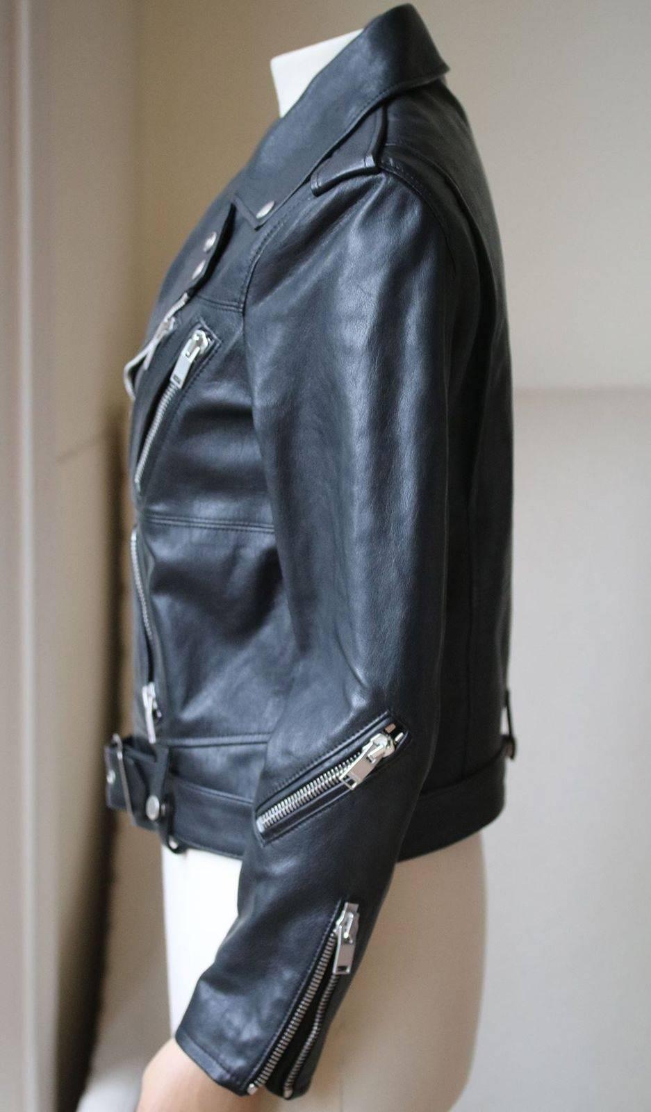 Part of the label's 'Permanent' collection, Saint Laurent's butter-soft leather jacket will never go out of style. It's cut for a slim fit and detailed with all the hallmarks of a classic biker, including snap-fastening epaulettes, zipped pockets