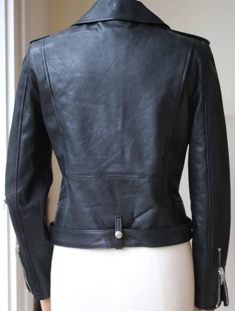 Black Saint Laurent Classic Motorcycle Leather Jacket