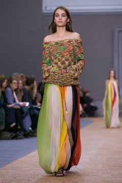Chloé Striped Silk-Crepon Maxi Skirt